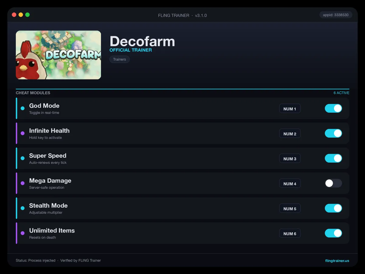 Decofarm Trainer interface
