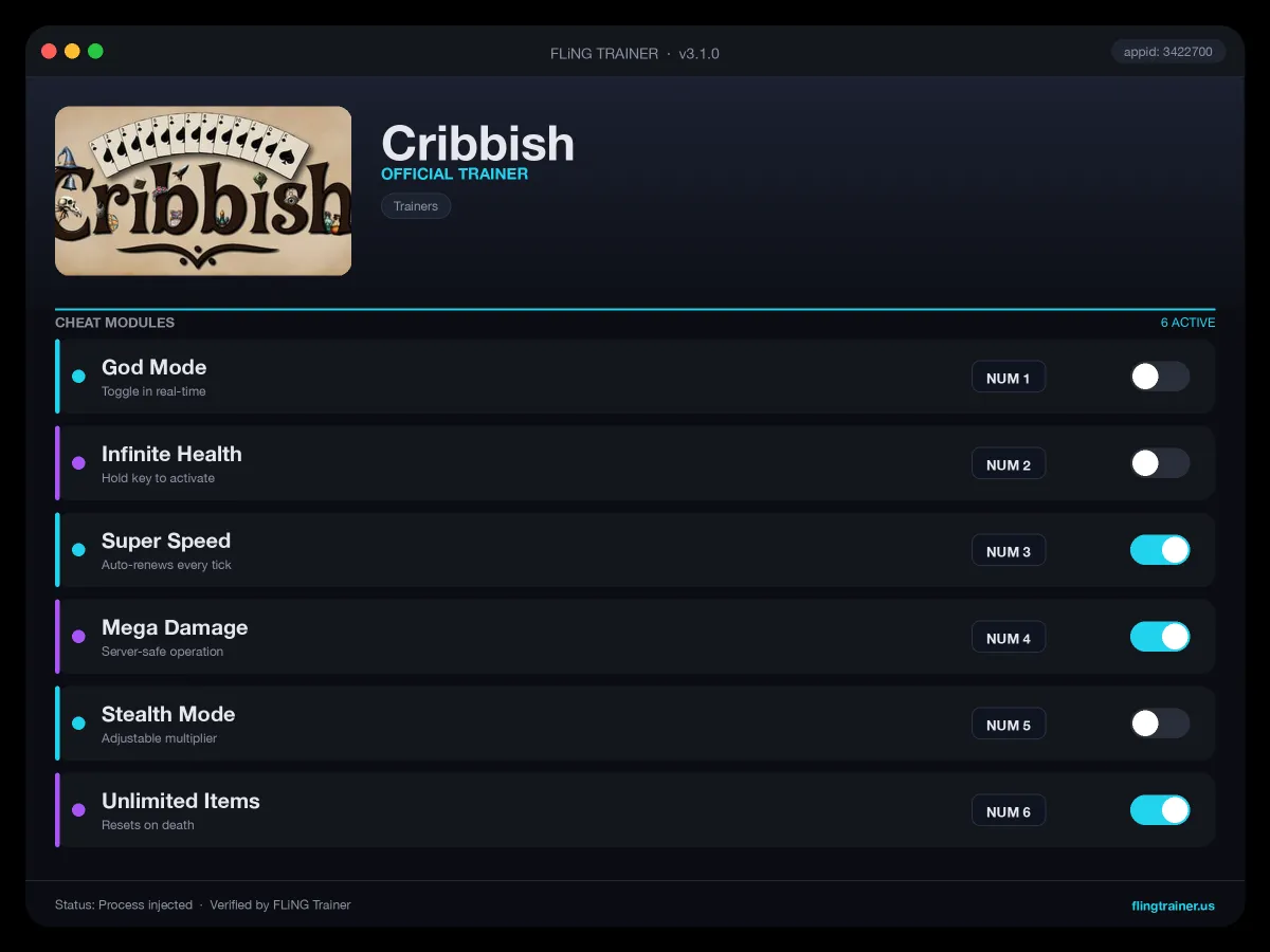 Cribbish Trainer interface
