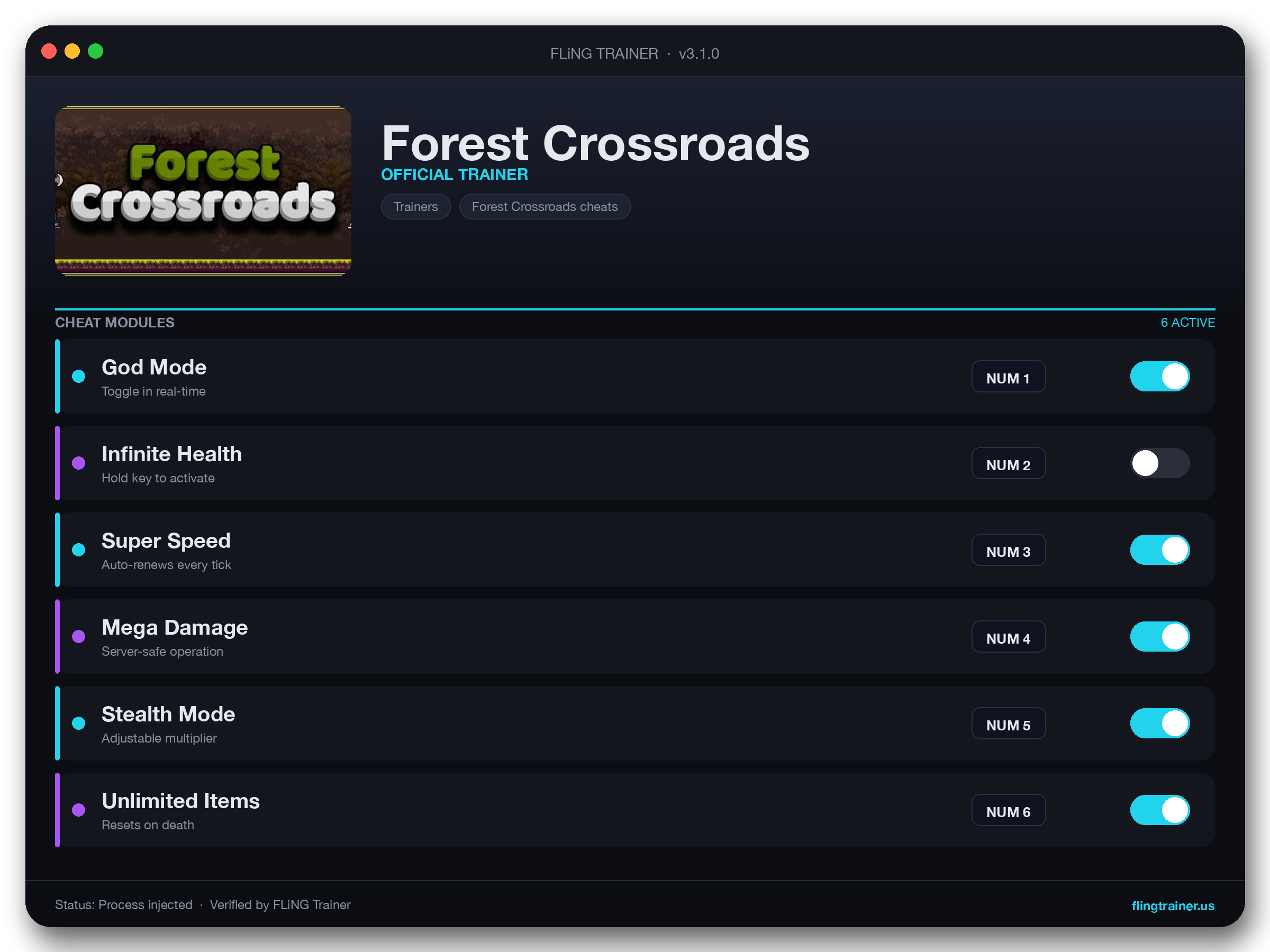 Forest Crossroads Trainer interface