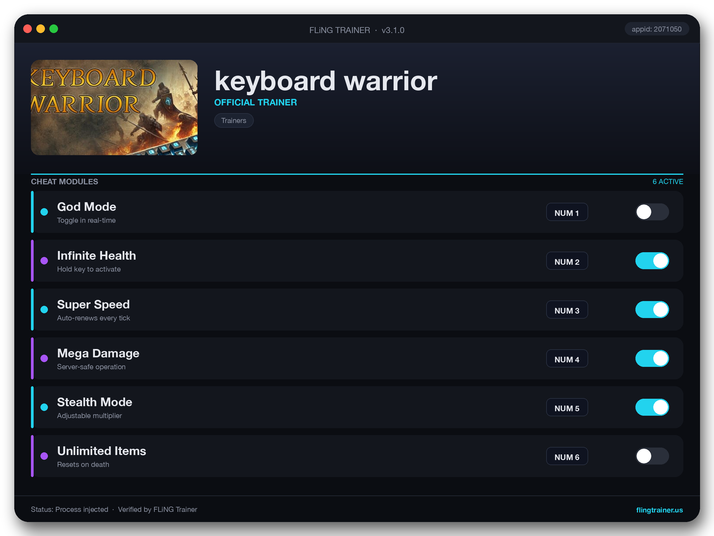 keyboard warrior Trainer interface
