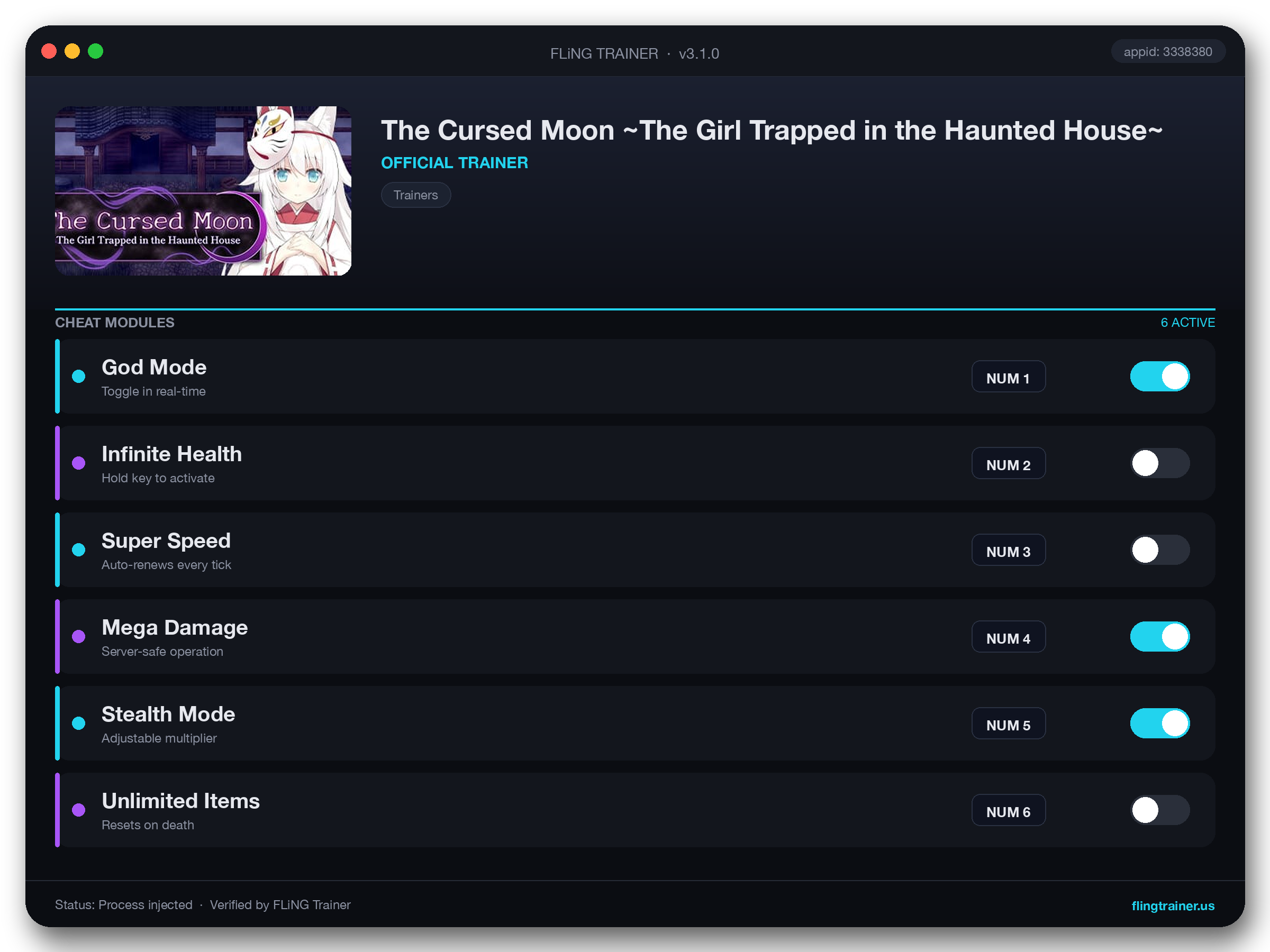 The Cursed Moon ~The Girl Trapped in the Haunted House~ Trainer interface