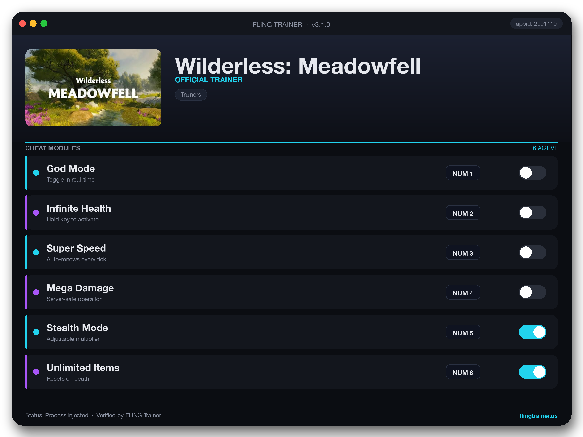 Wilderless: Meadowfell Trainer interface