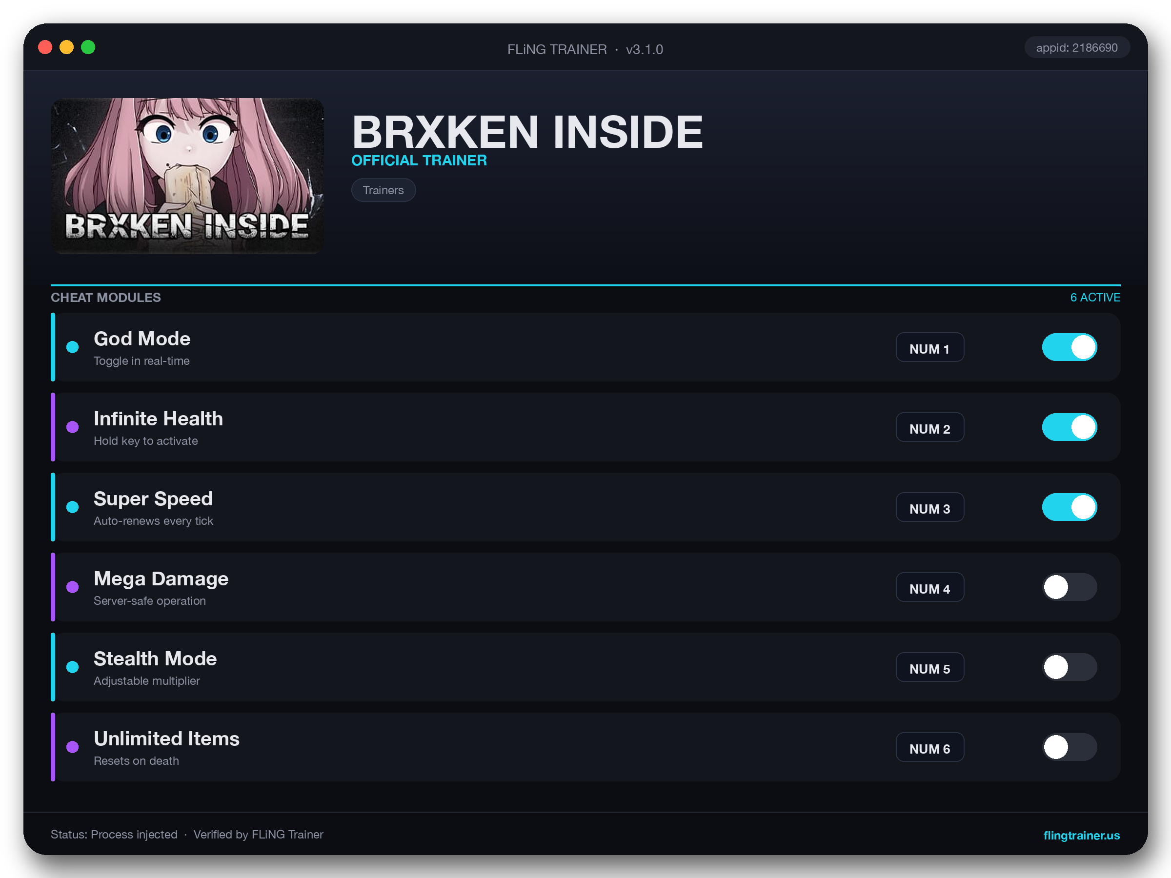 BRXKEN INSIDE Trainer interface
