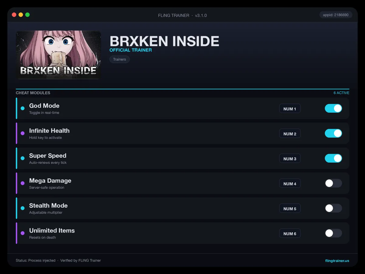 BRXKEN INSIDE Trainer interface