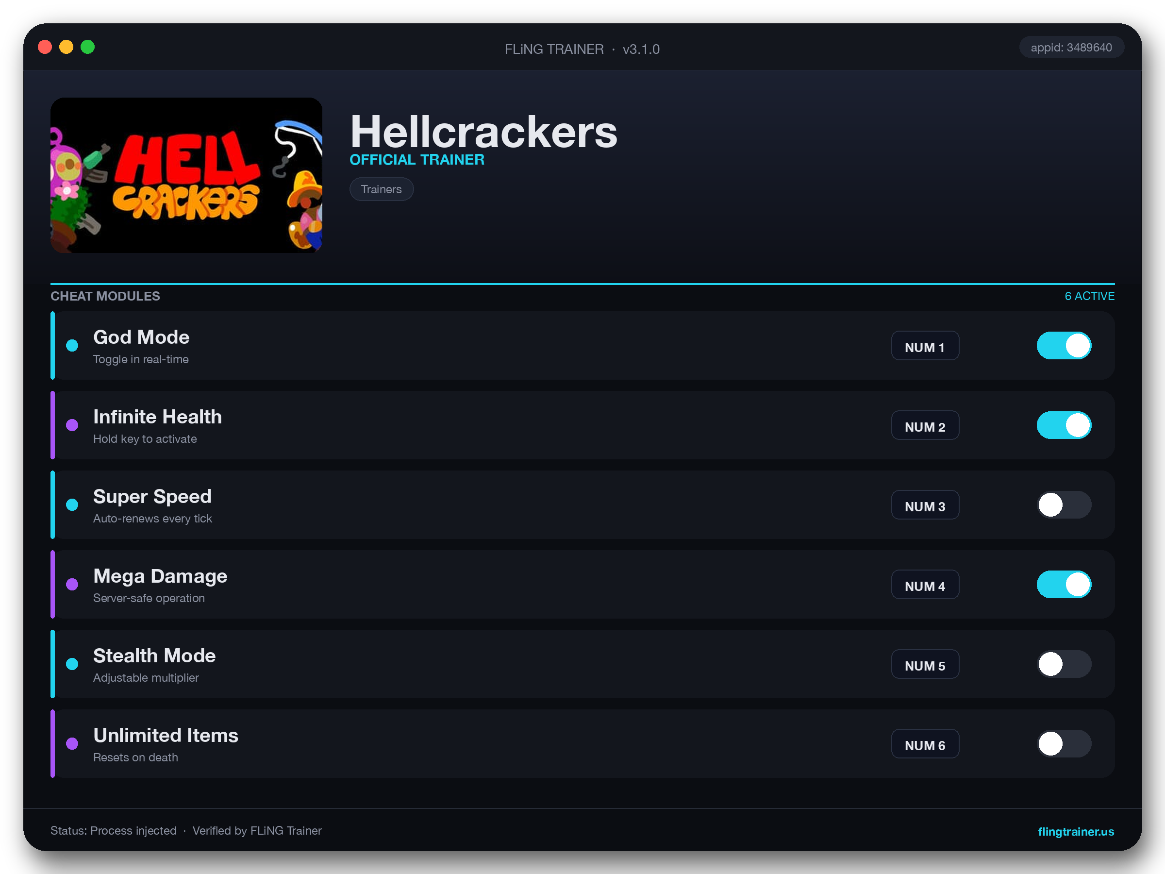 Hellcrackers Trainer interface
