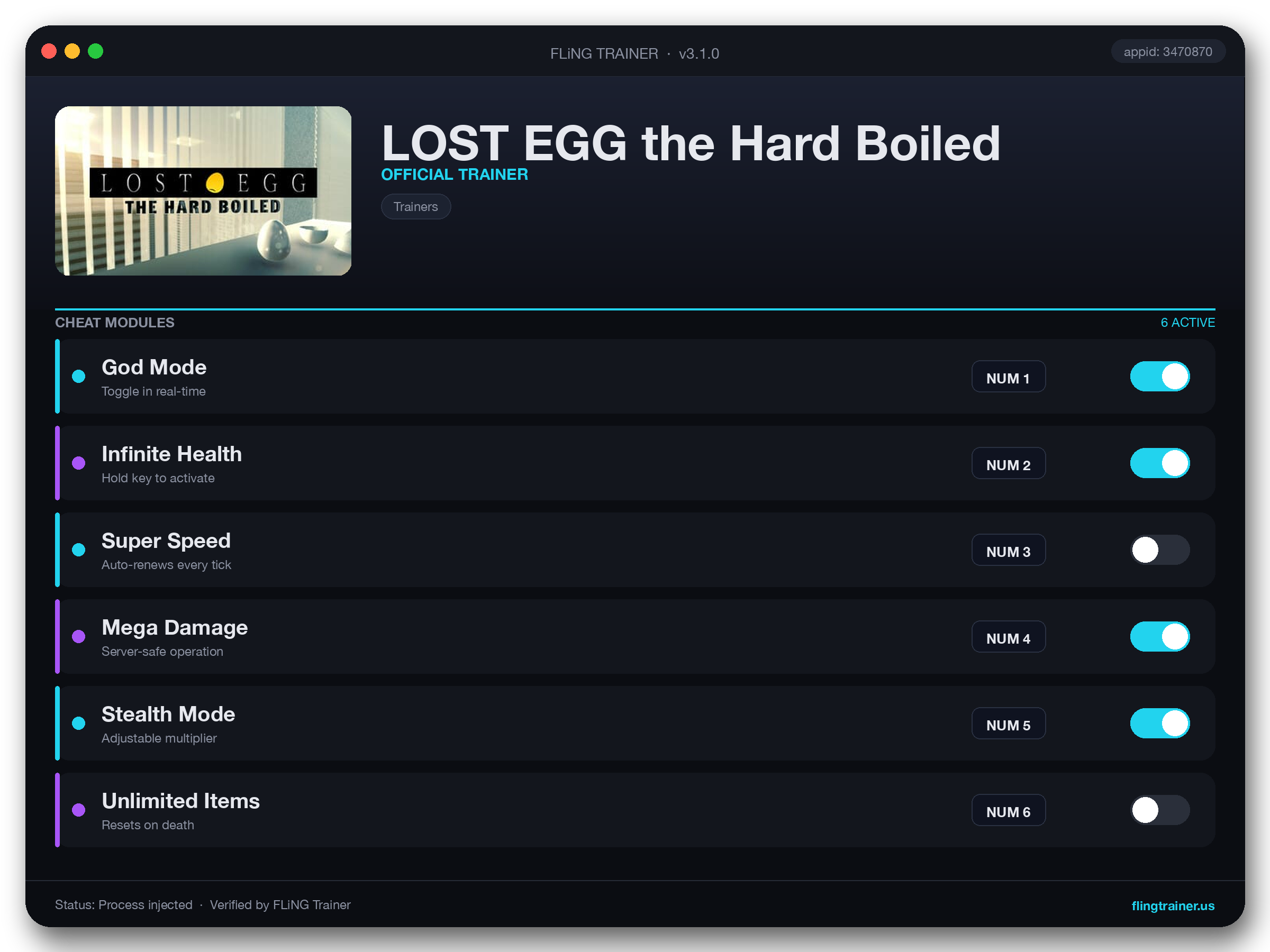 LOST EGG the Hard Boiled Trainer interface