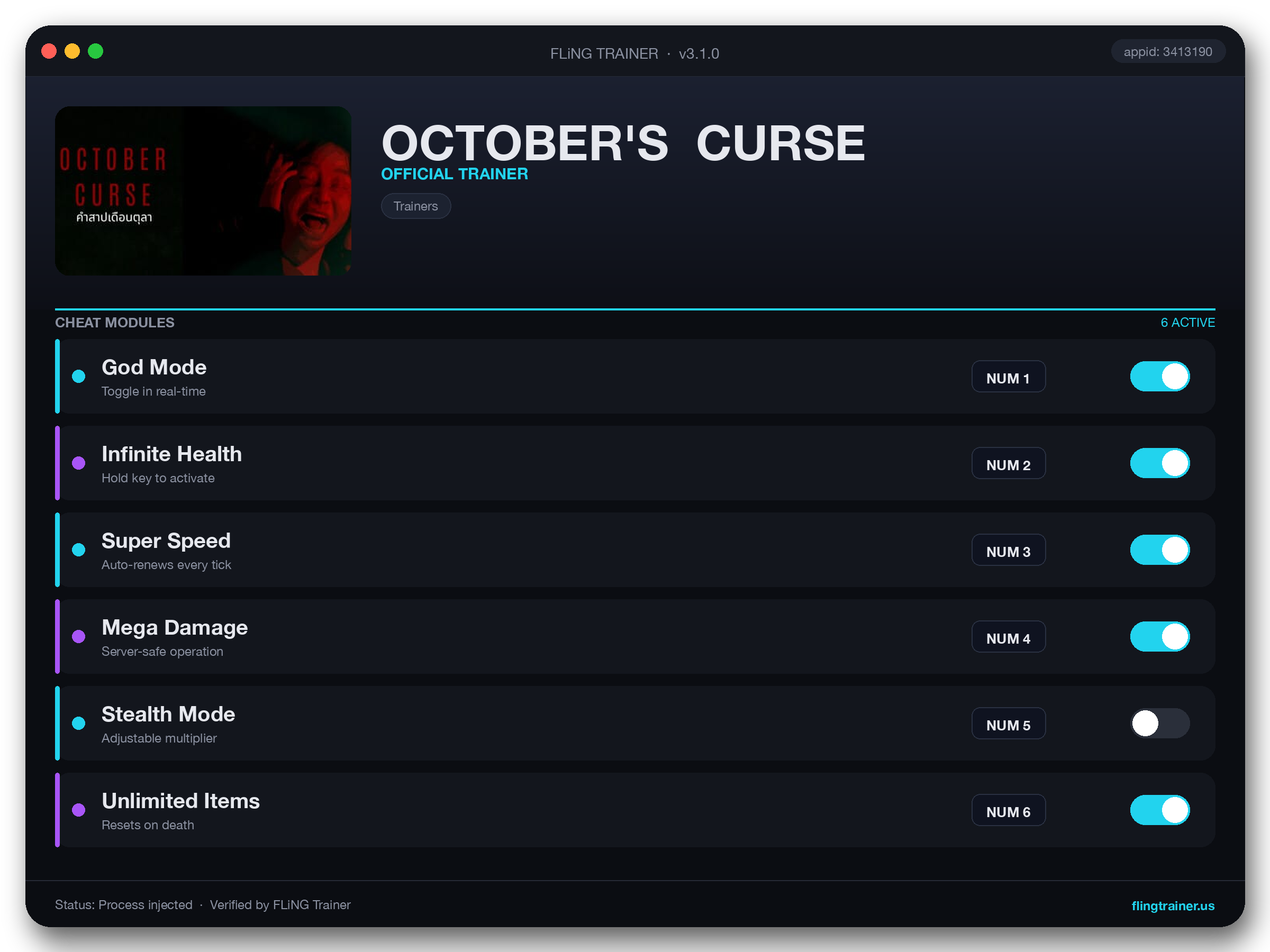 OCTOBER'S  CURSE Trainer interface