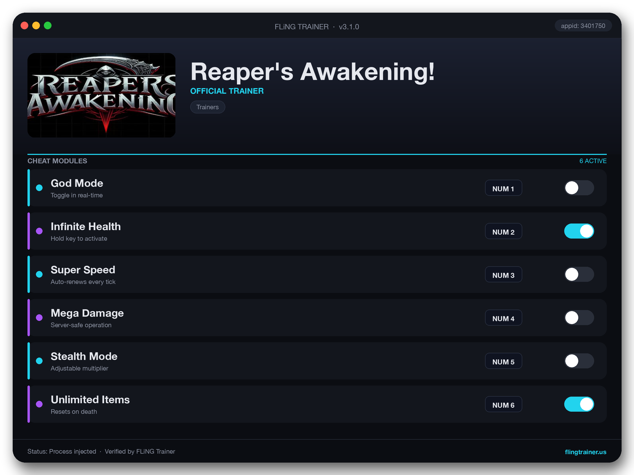 Reaper's Awakening! Trainer interface