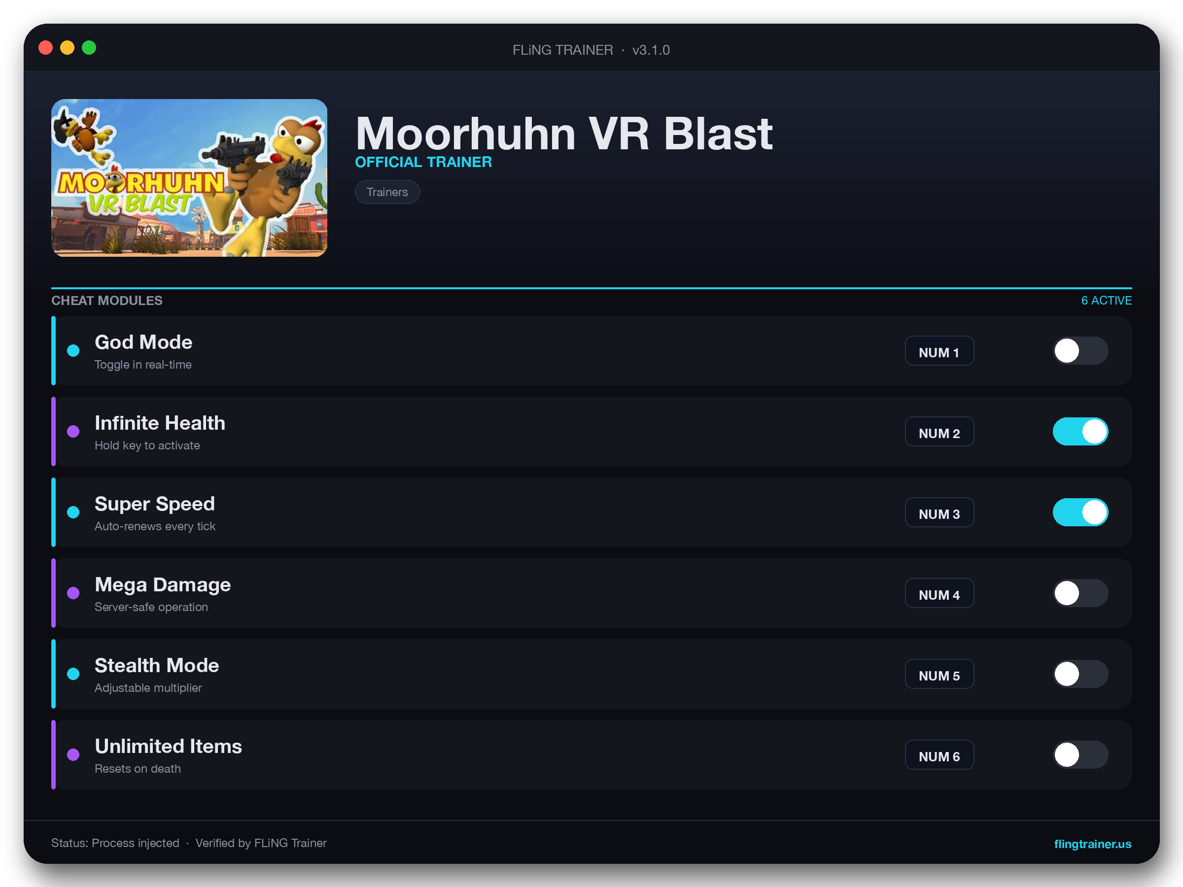 Moorhuhn VR Blast Trainer interface