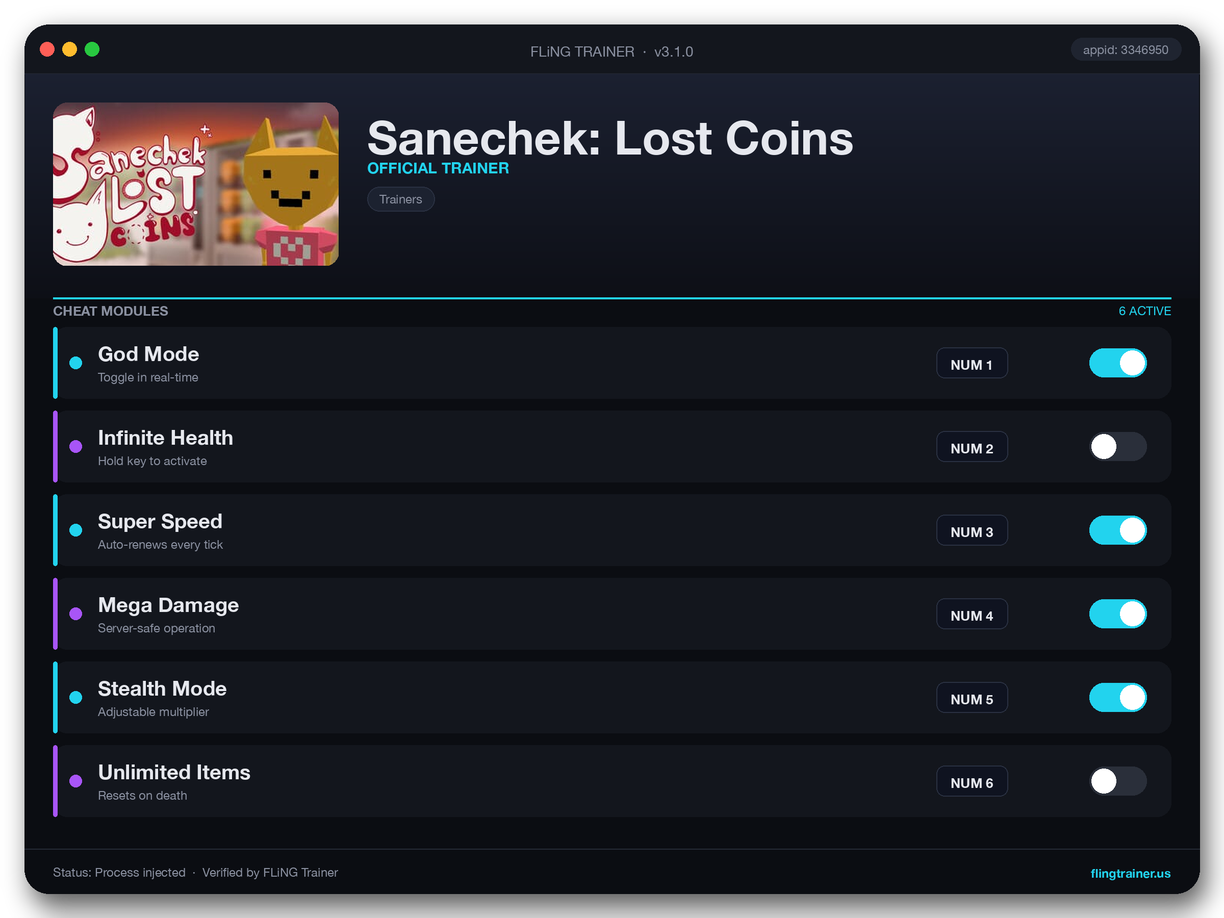 Sanechek: Lost Coins Trainer interface