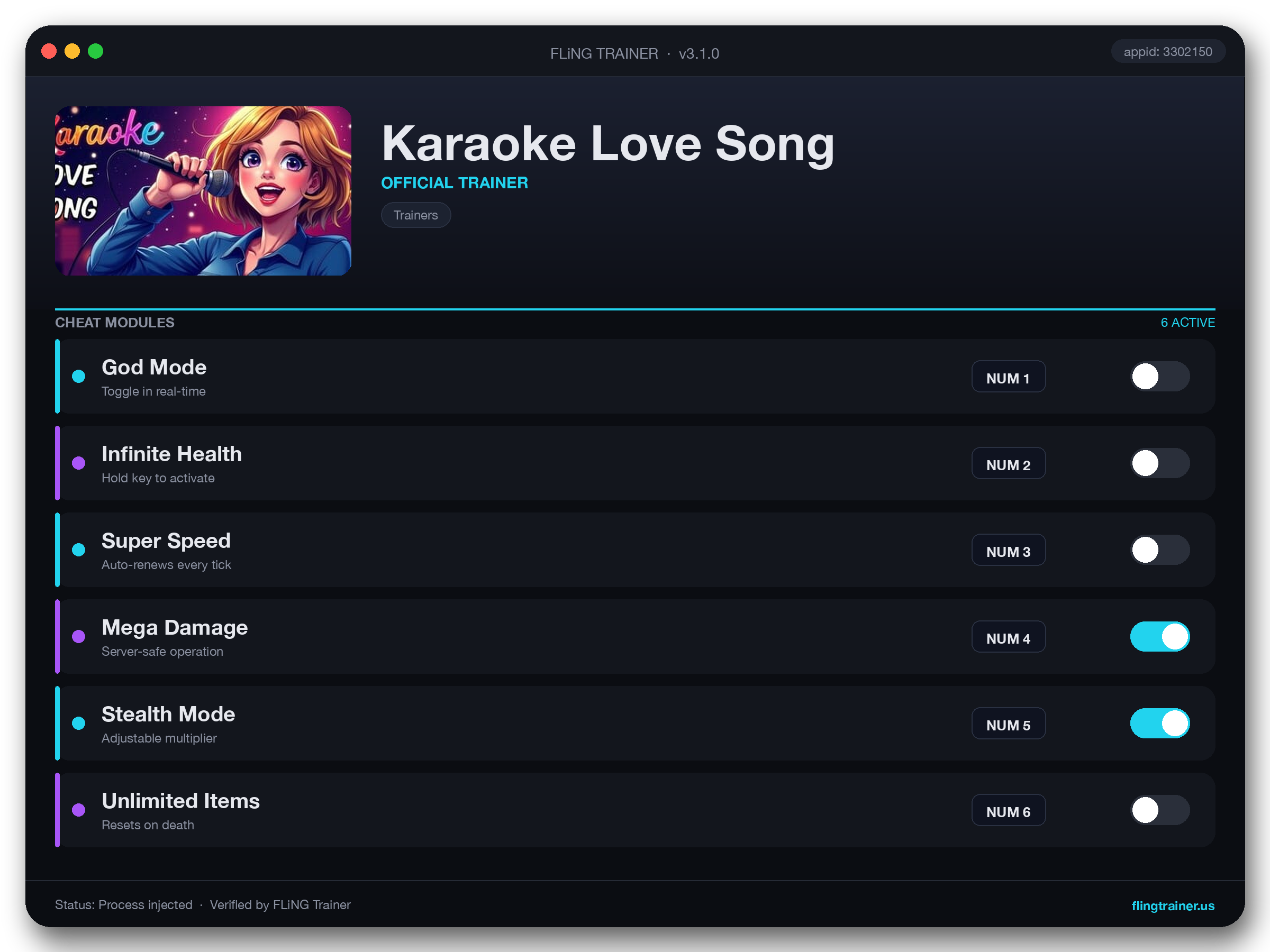 Karaoke Love Song Trainer interface