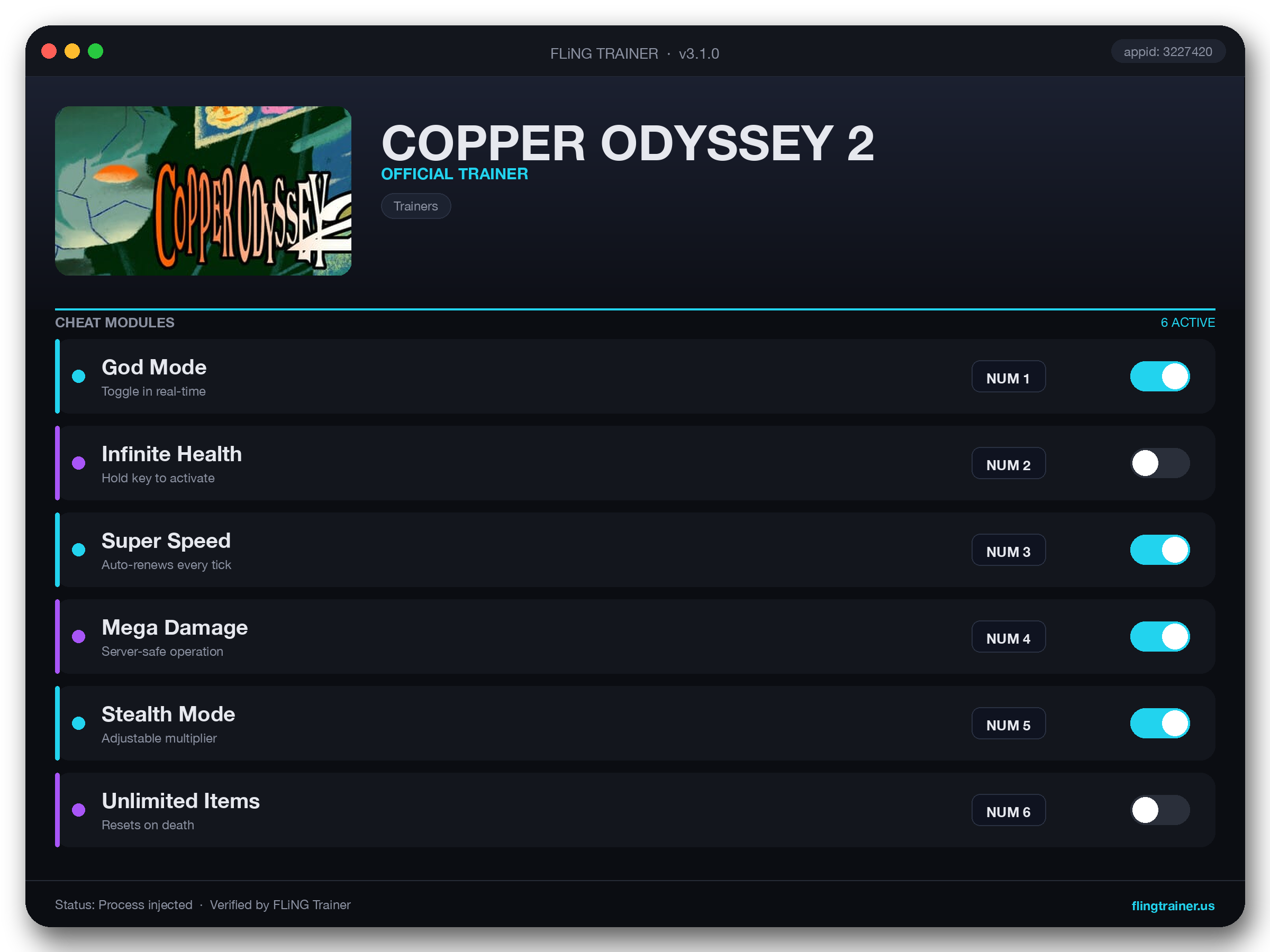 COPPER ODYSSEY 2 Trainer interface