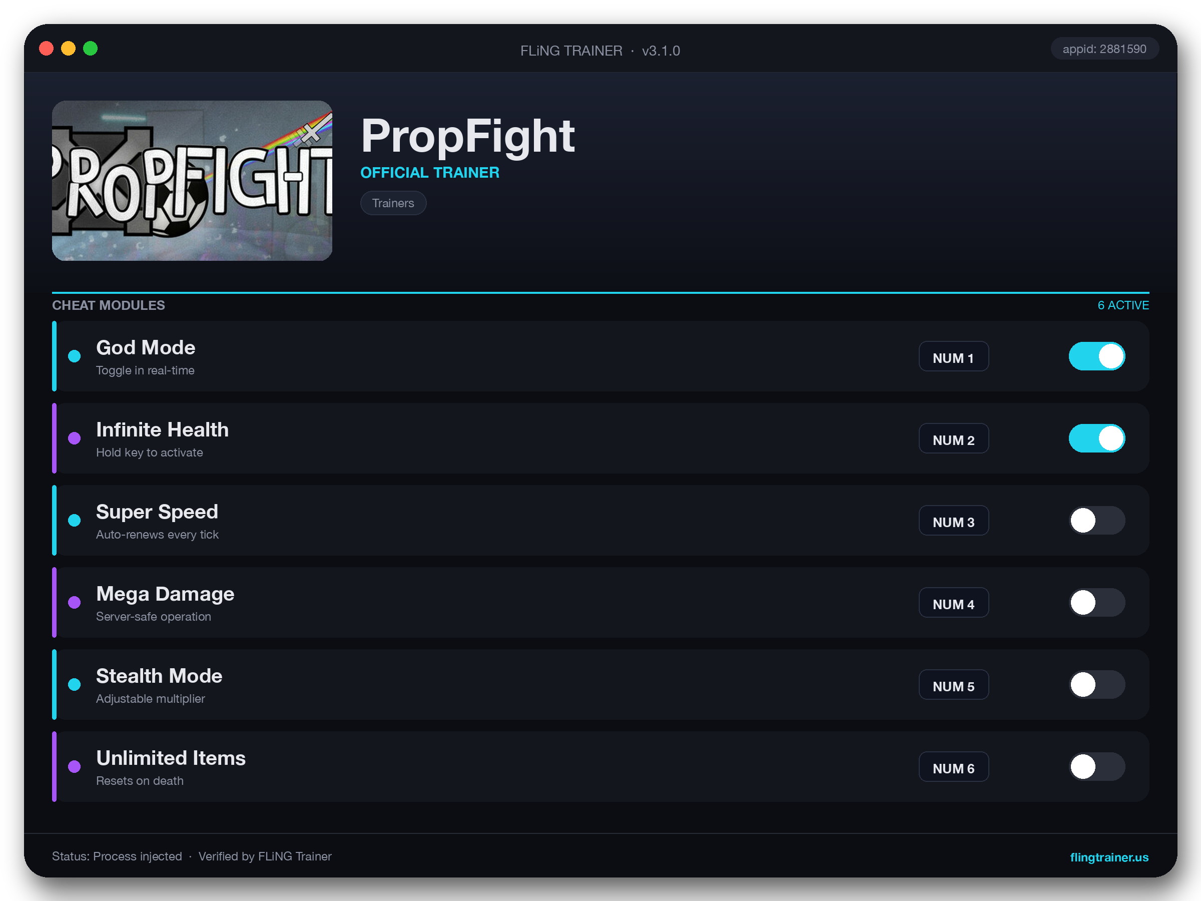 PropFight Trainer interface