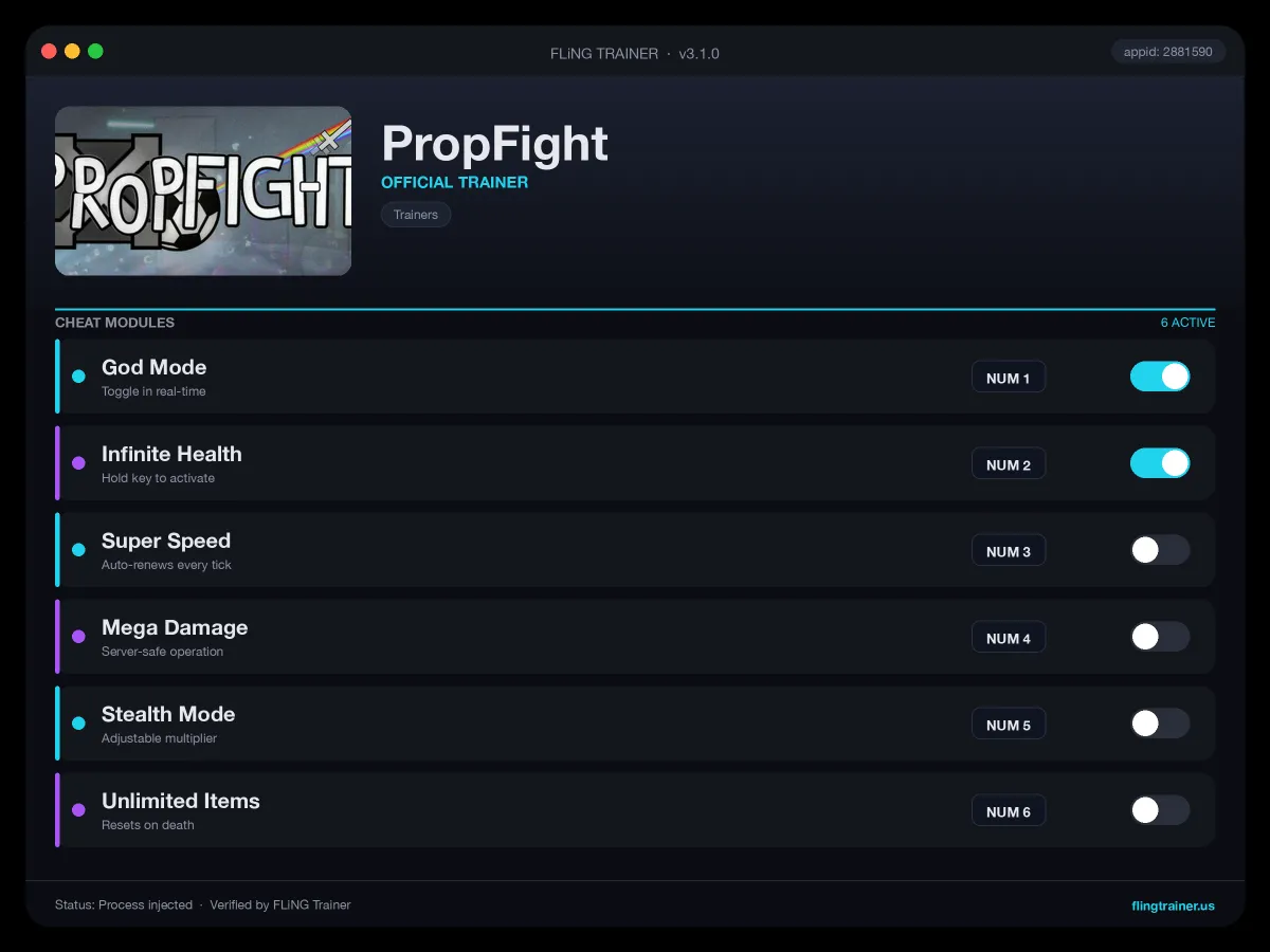 PropFight Trainer interface
