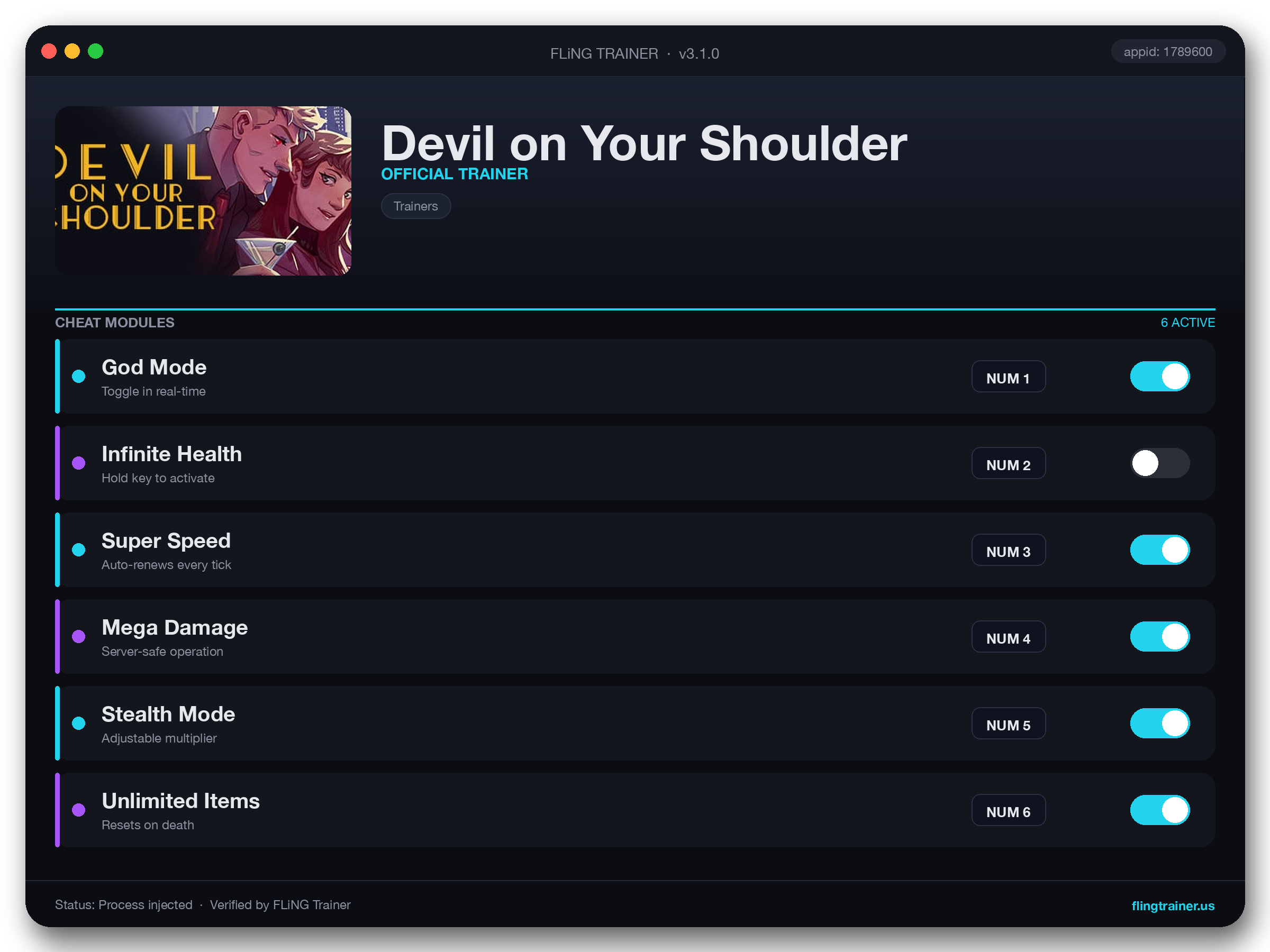 Devil on Your Shoulder Trainer interface
