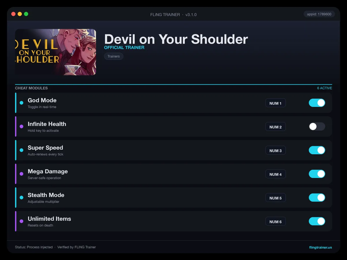 Devil on Your Shoulder Trainer interface