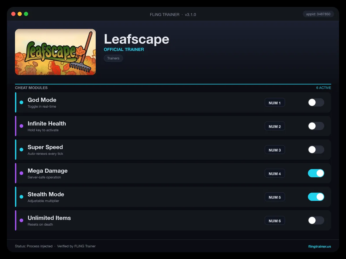 Leafscape Trainer interface