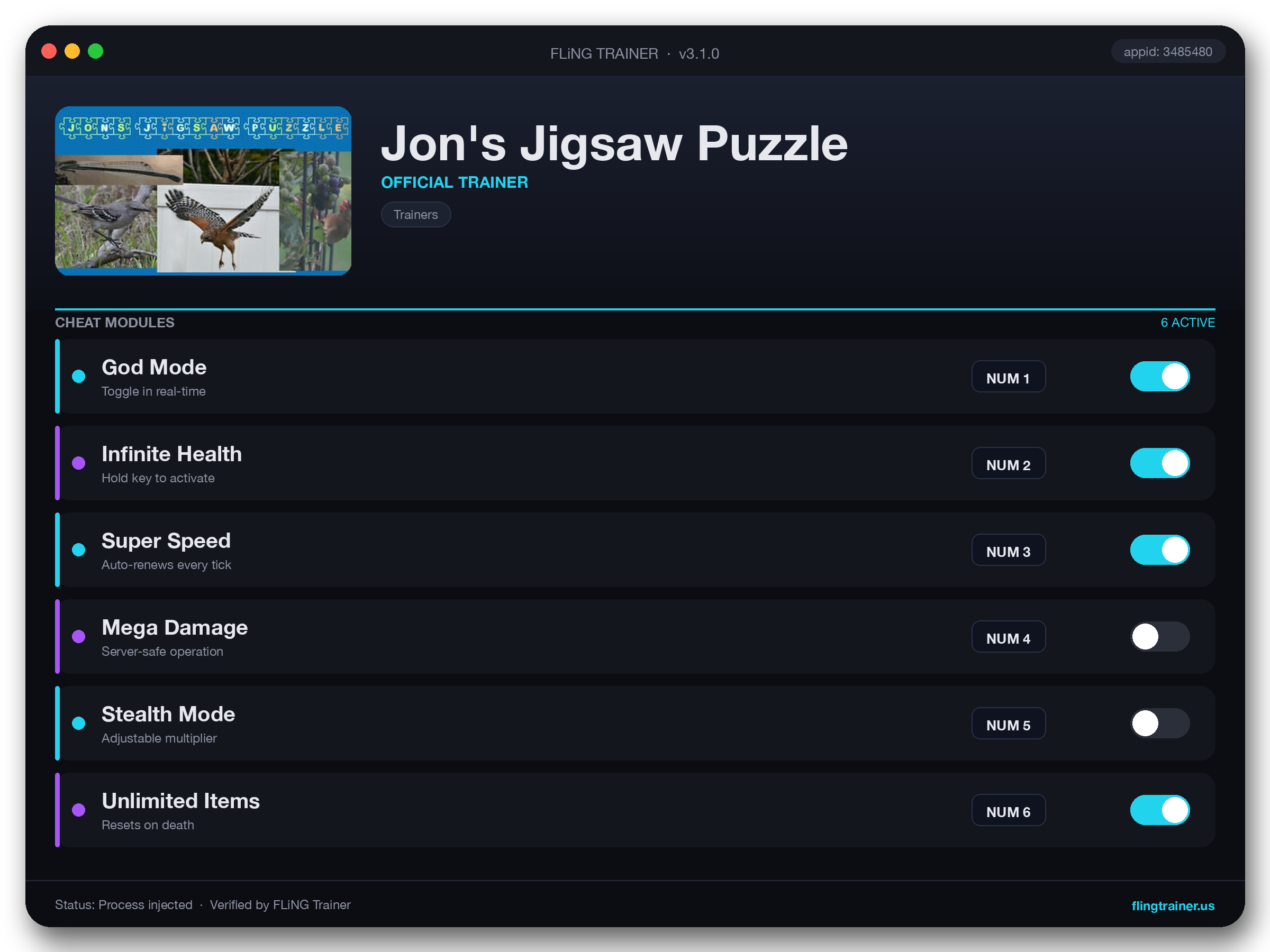 Jon's Jigsaw Puzzle Trainer interface