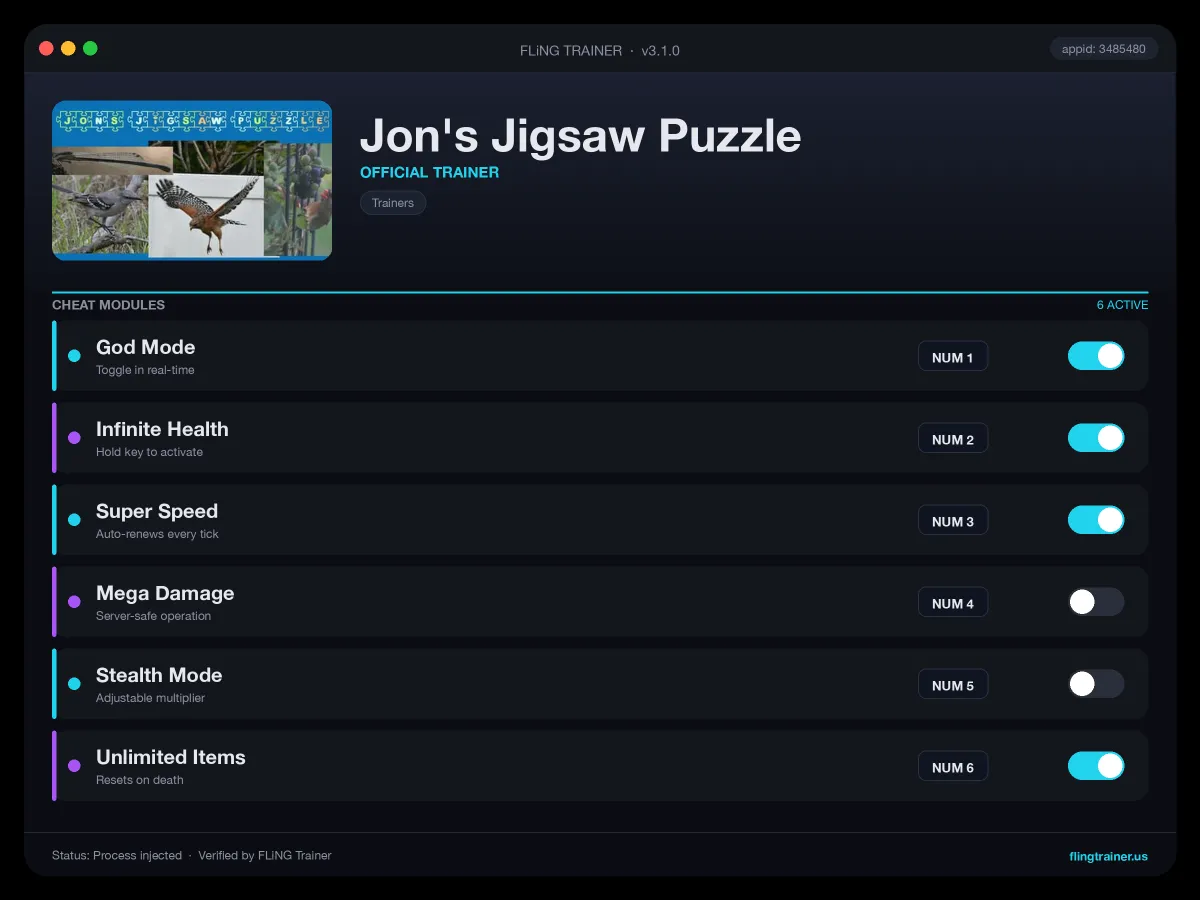 Jon's Jigsaw Puzzle Trainer interface