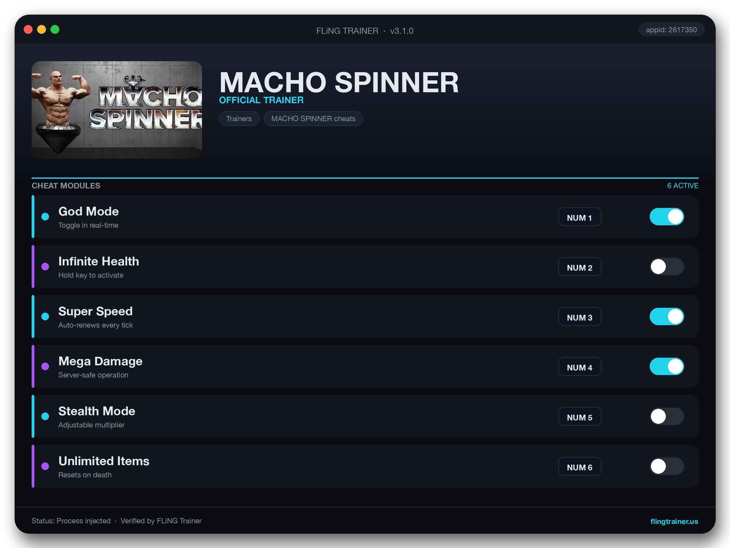 MACHO SPINNER Trainer interface