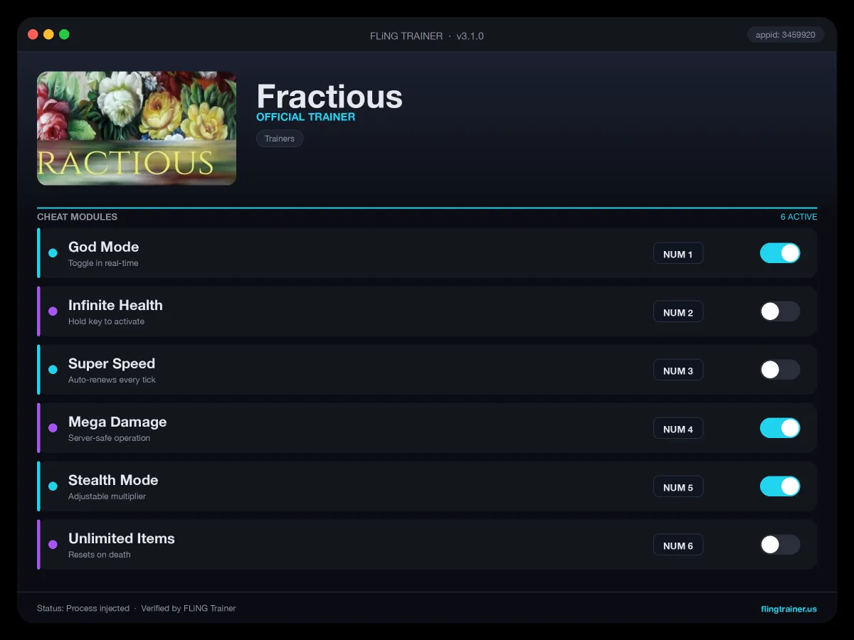Fractious Trainer interface