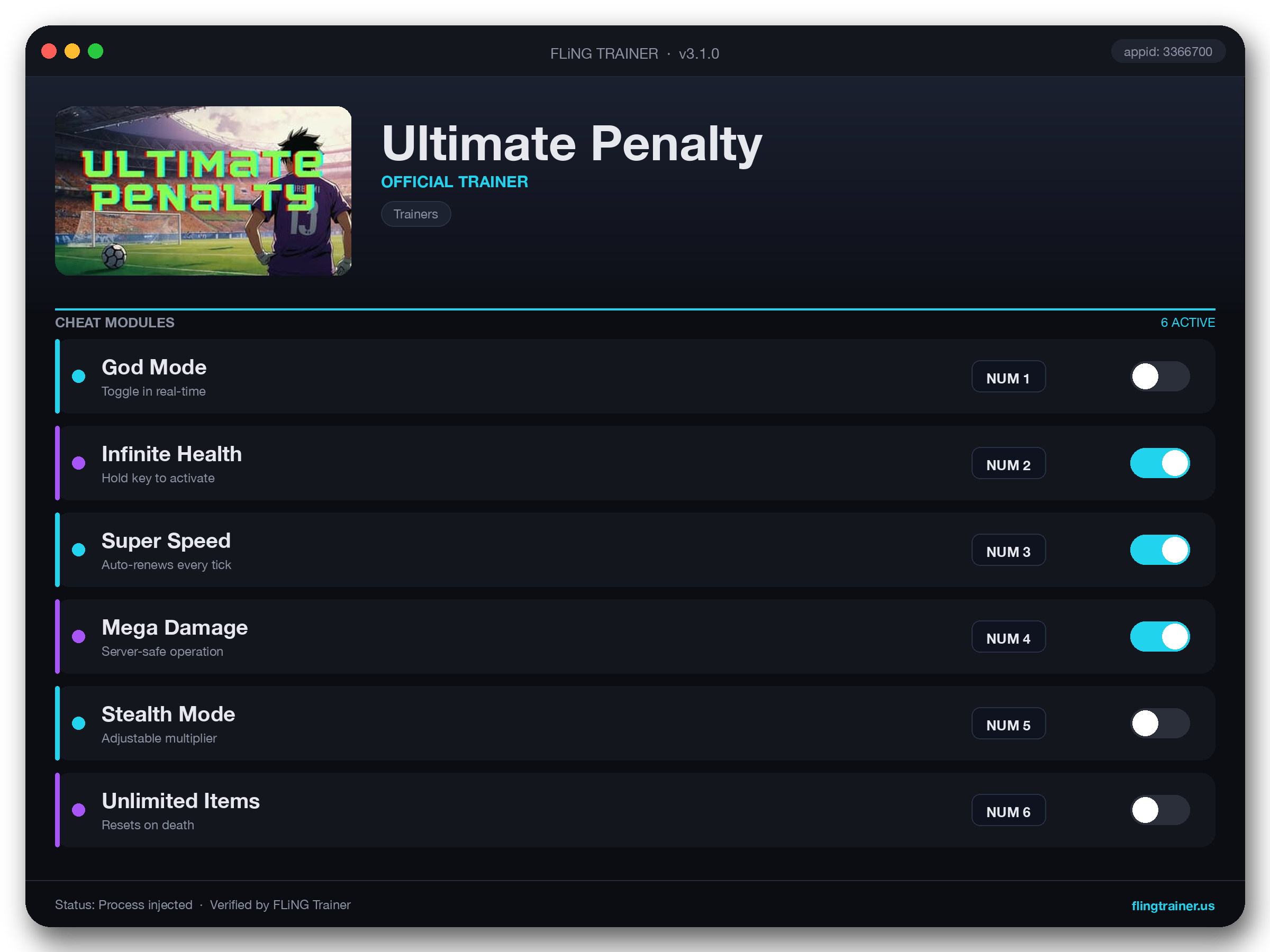 Ultimate Penalty Trainer interface