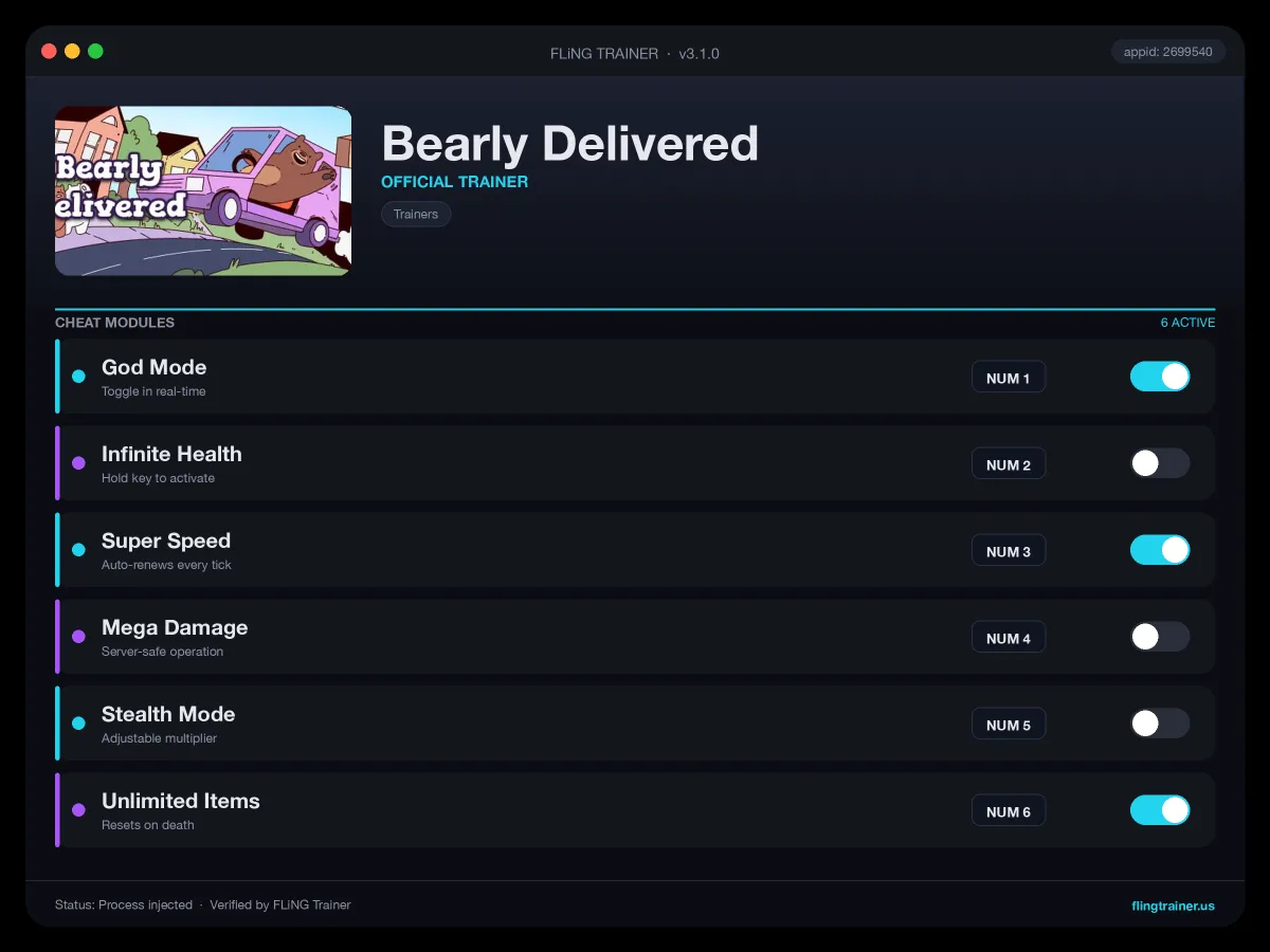 Bearly Delivered Trainer interface