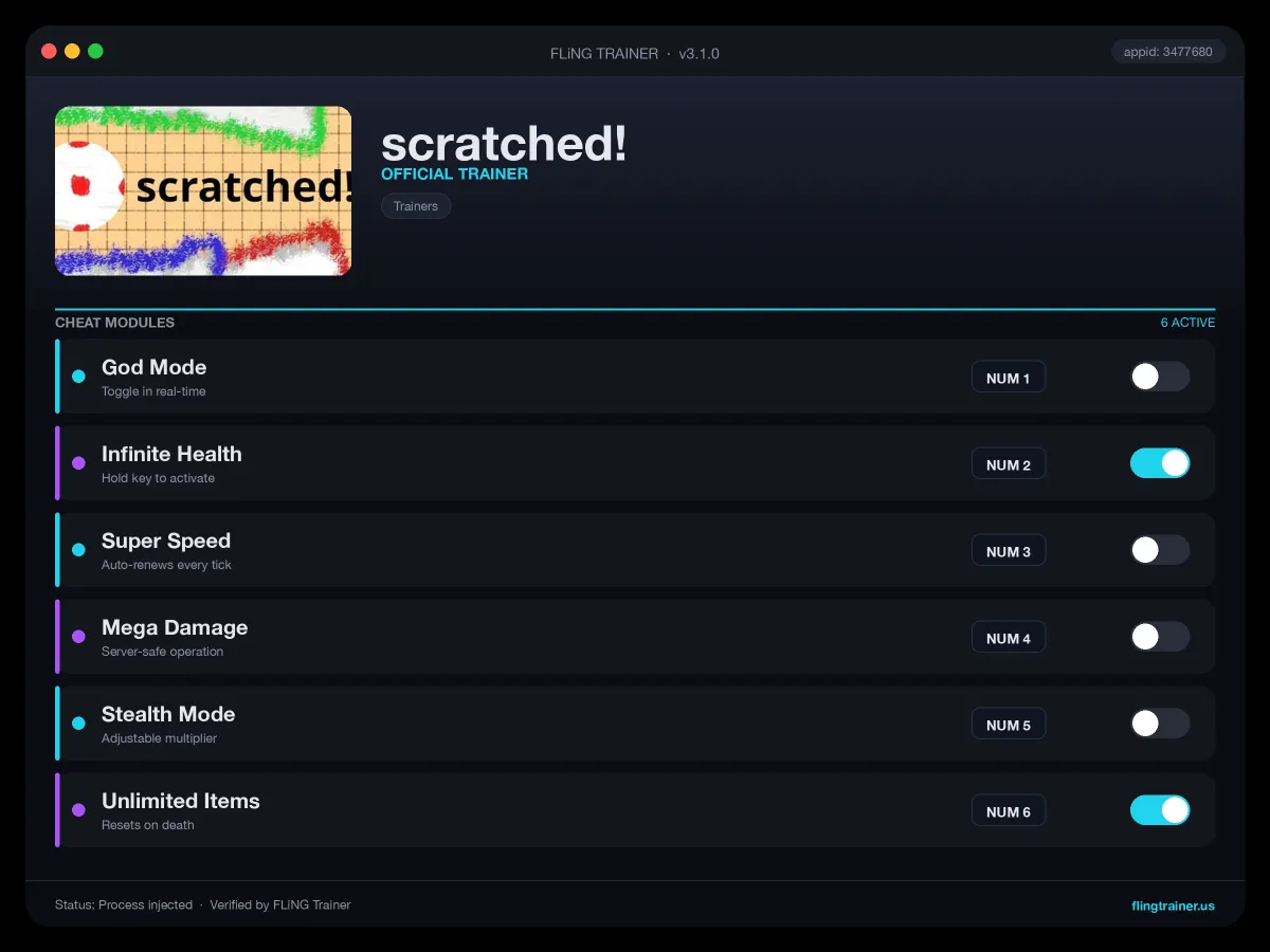 scratched! Trainer interface