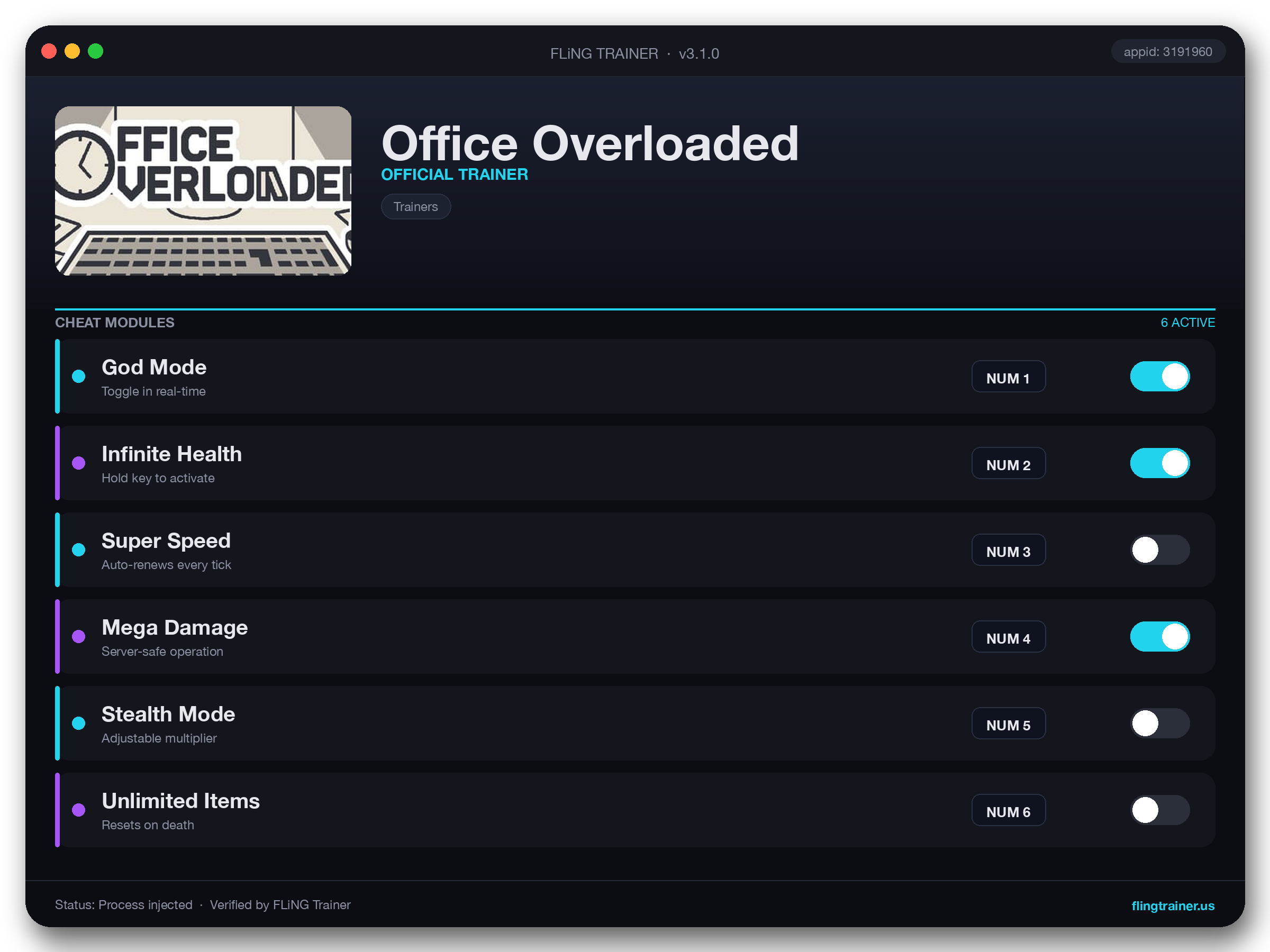 Office Overloaded Trainer interface