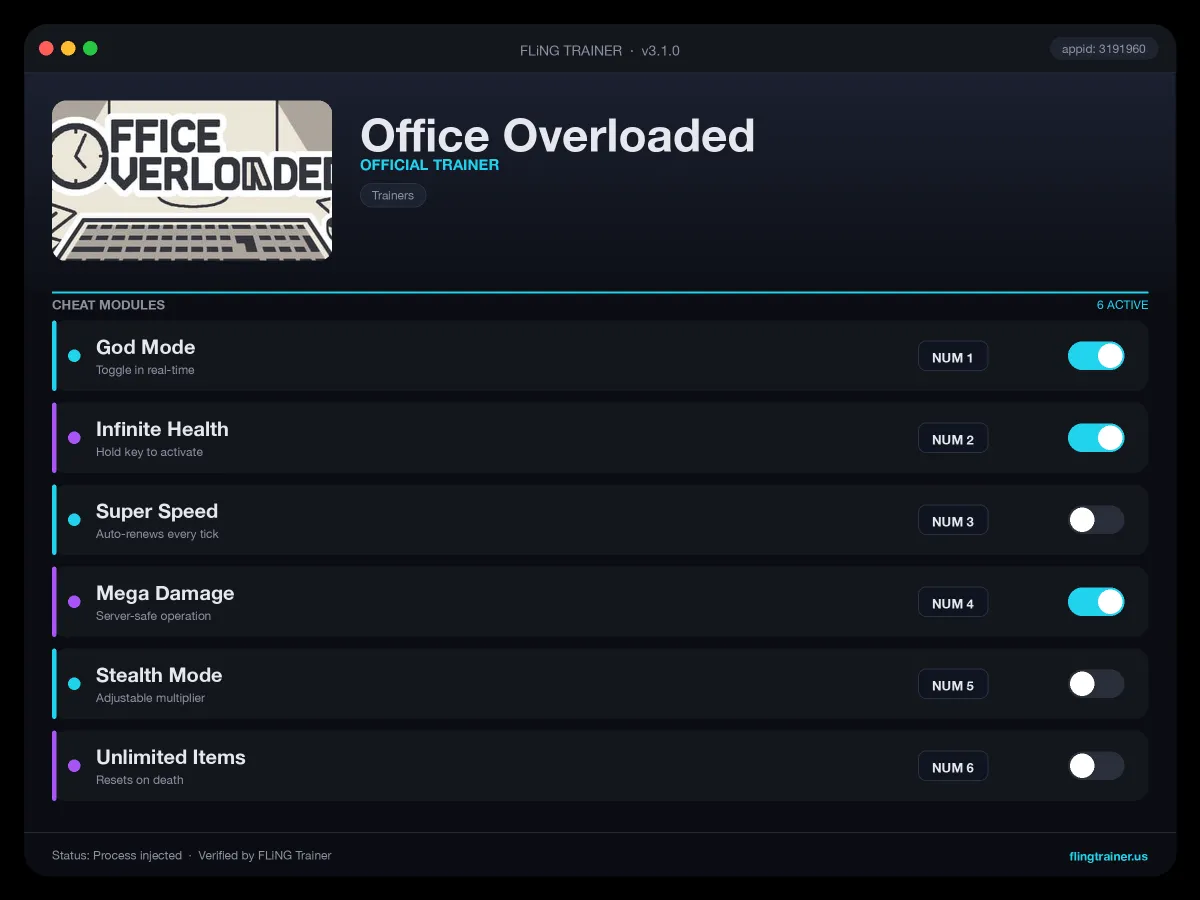 Office Overloaded Trainer interface