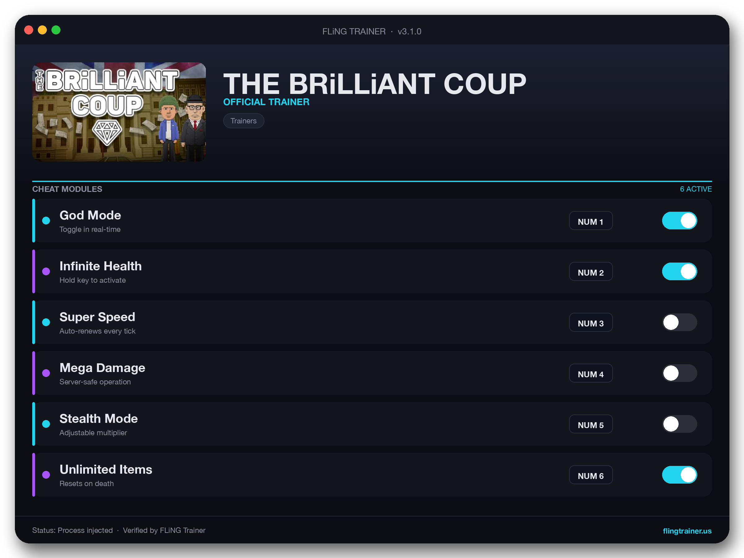 THE BRiLLiANT COUP Trainer interface