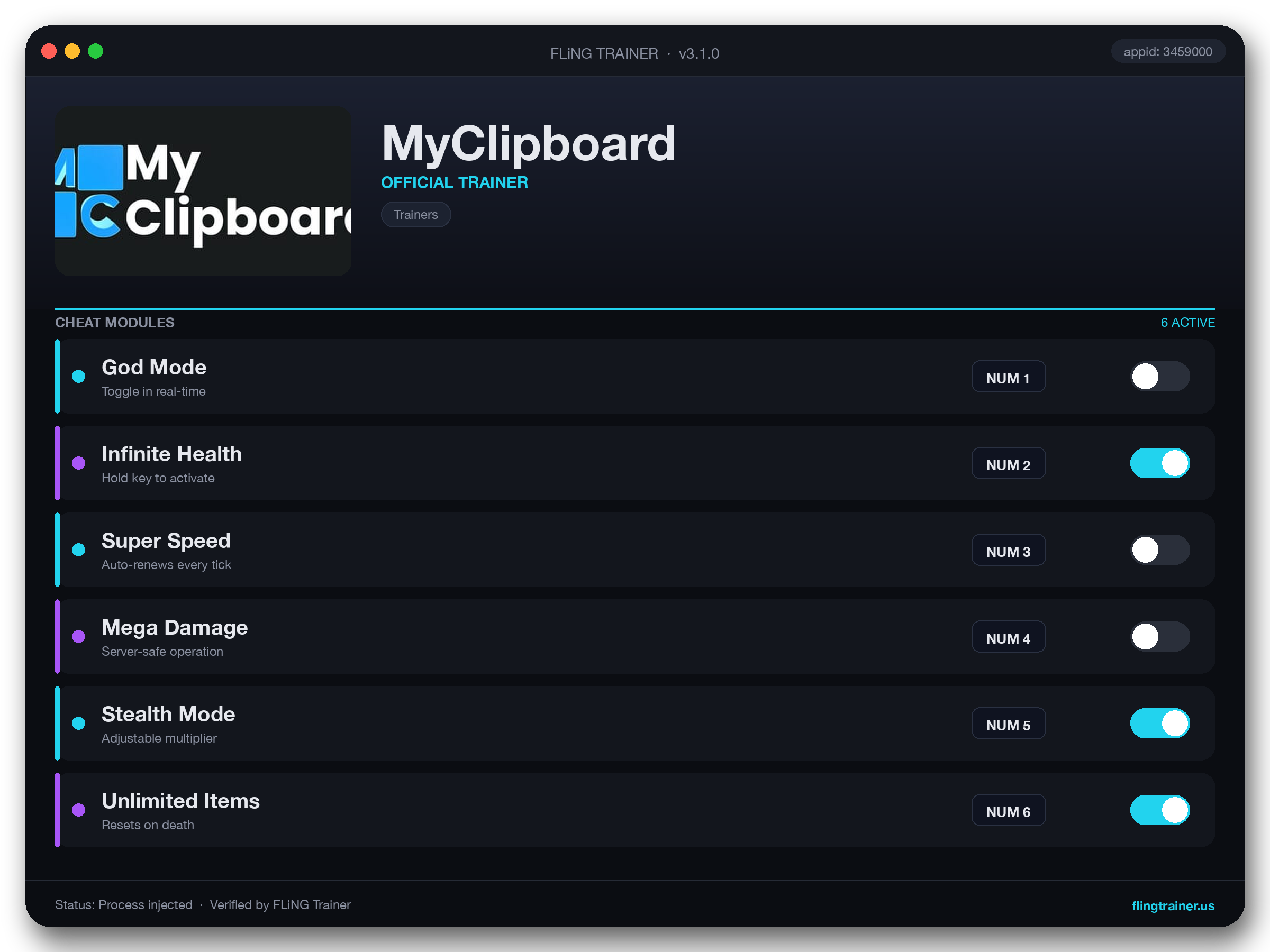 MyClipboard Trainer interface