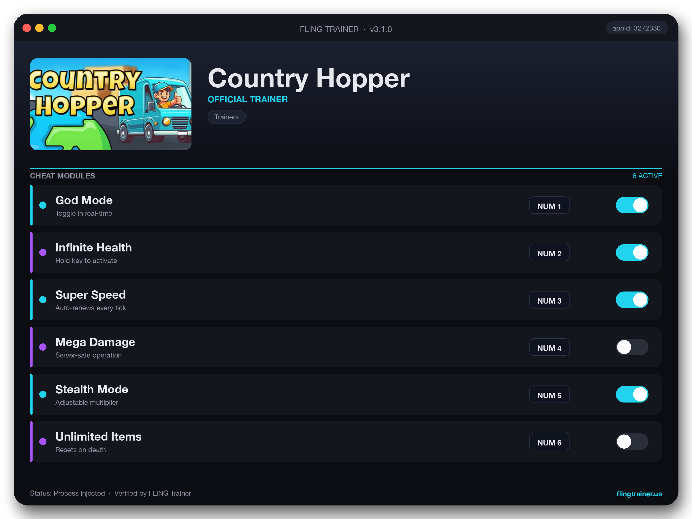 Country Hopper Trainer interface