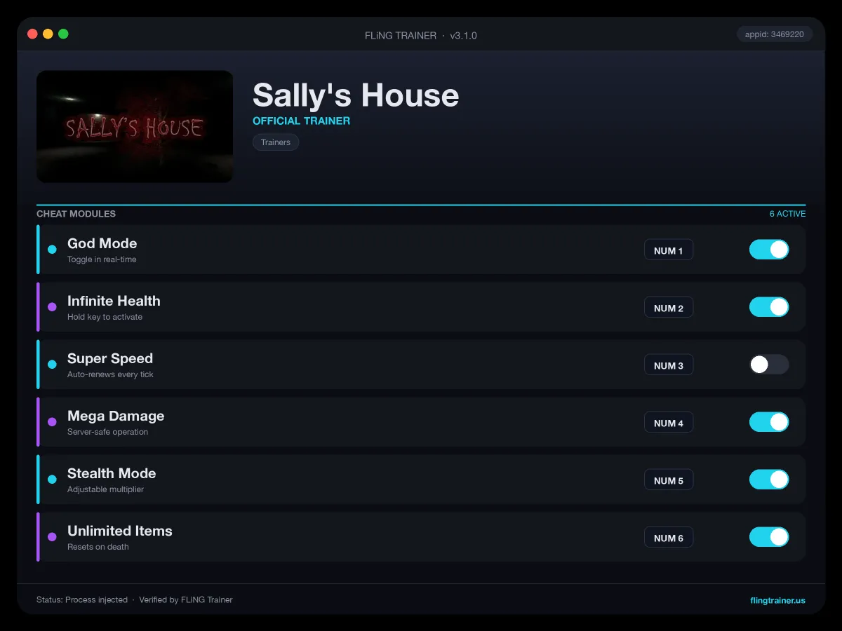 Sally's House Trainer interface