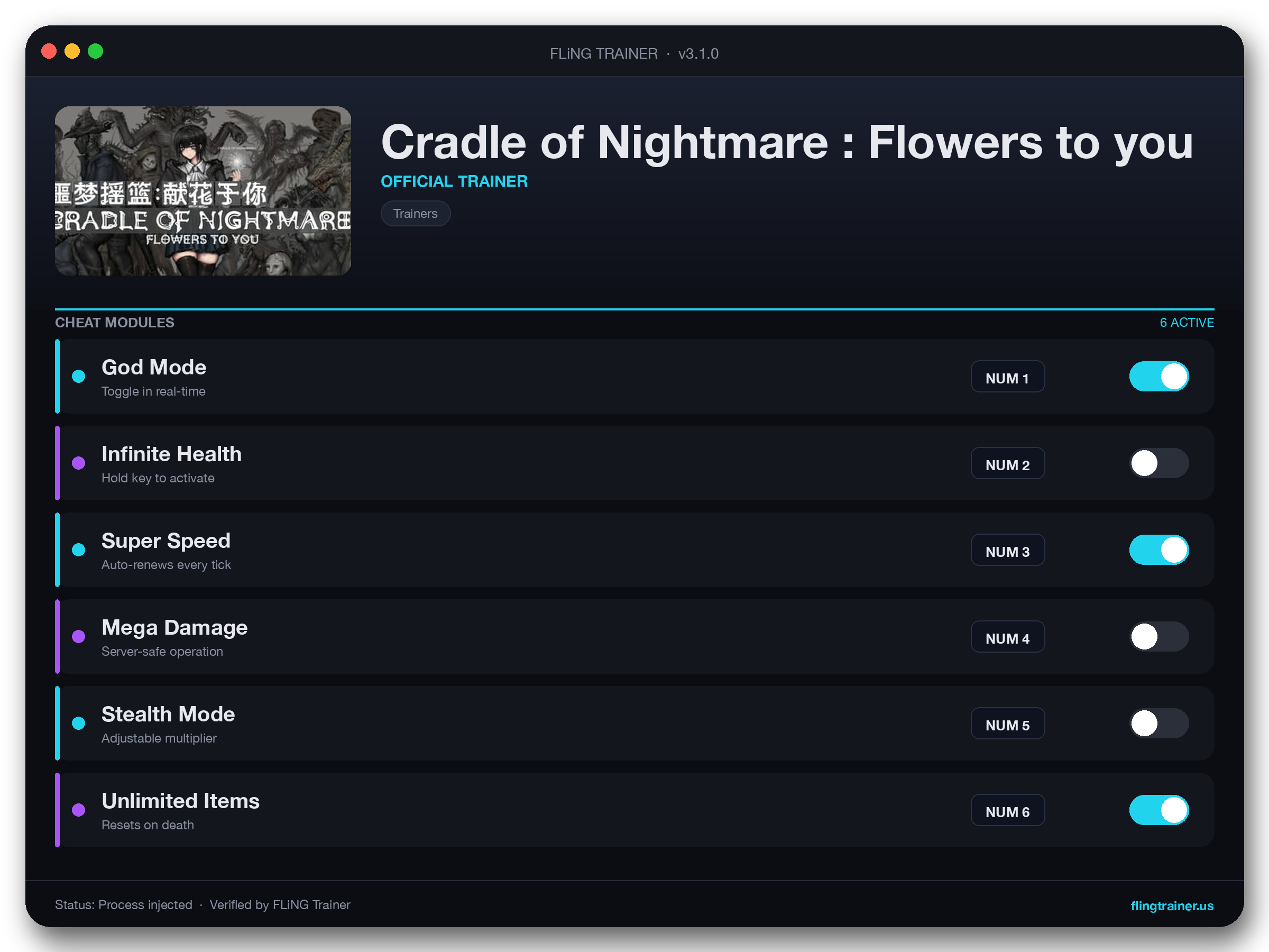 Cradle of Nightmare : Flowers to you Trainer interface