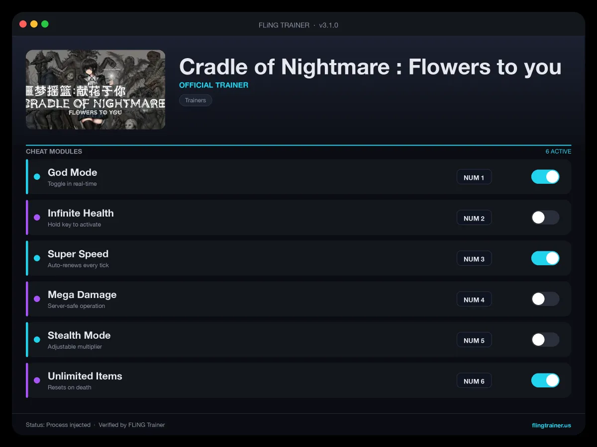 Cradle of Nightmare : Flowers to you Trainer interface