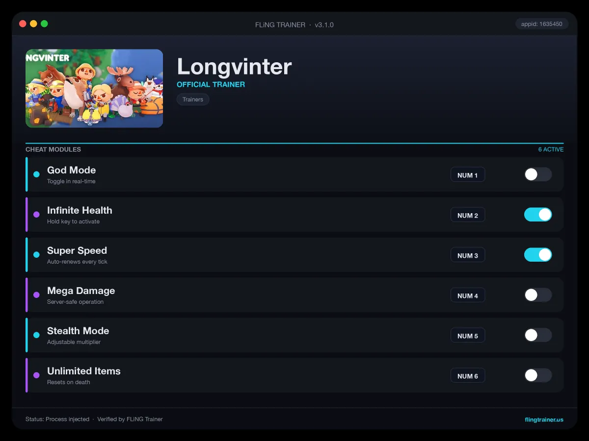 Longvinter Trainer interface