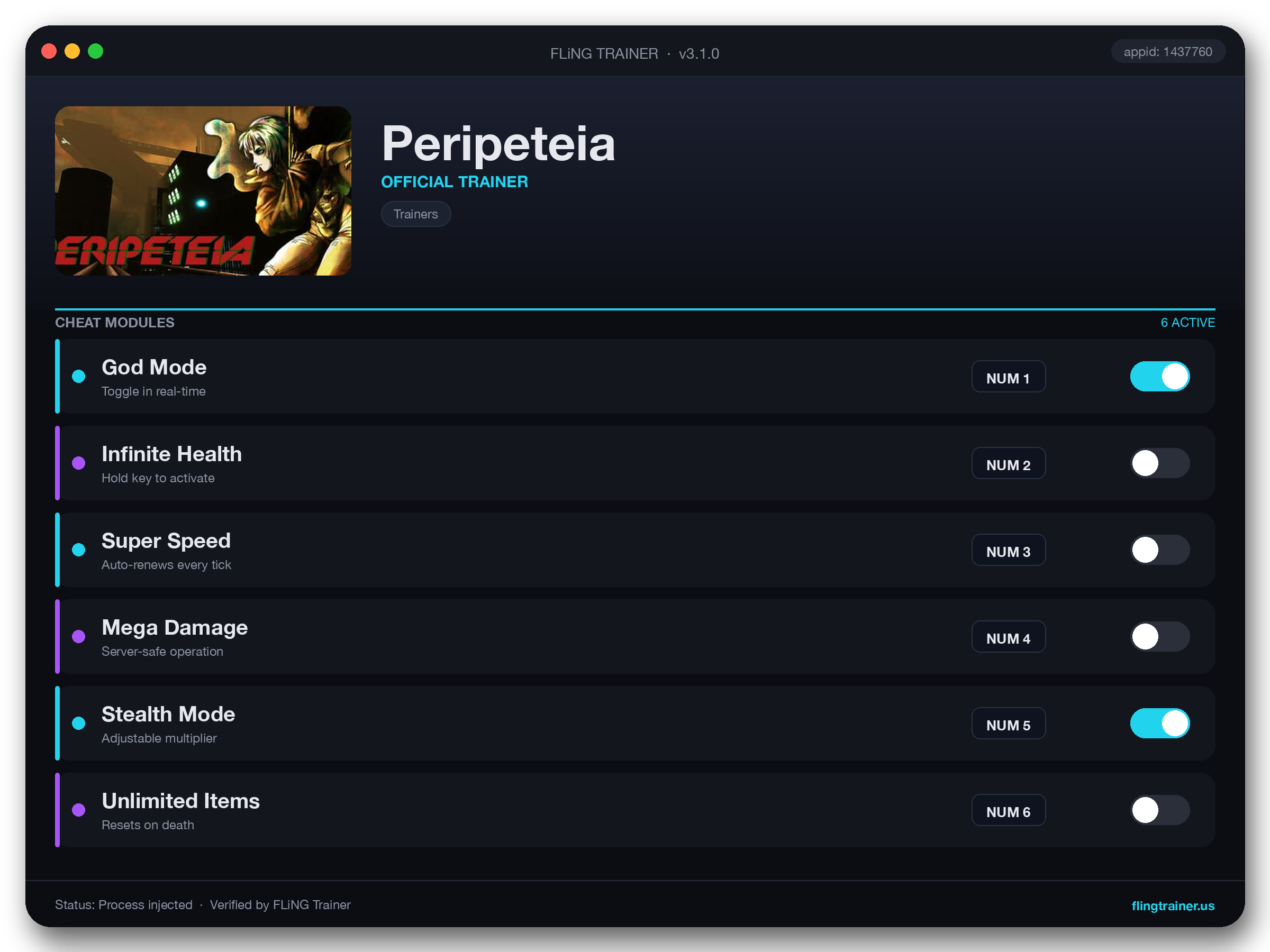 Peripeteia Trainer interface