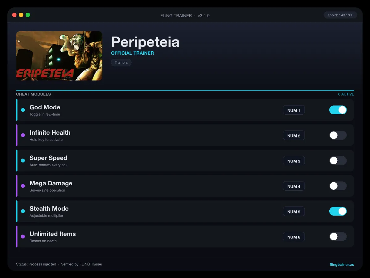 Peripeteia Trainer interface