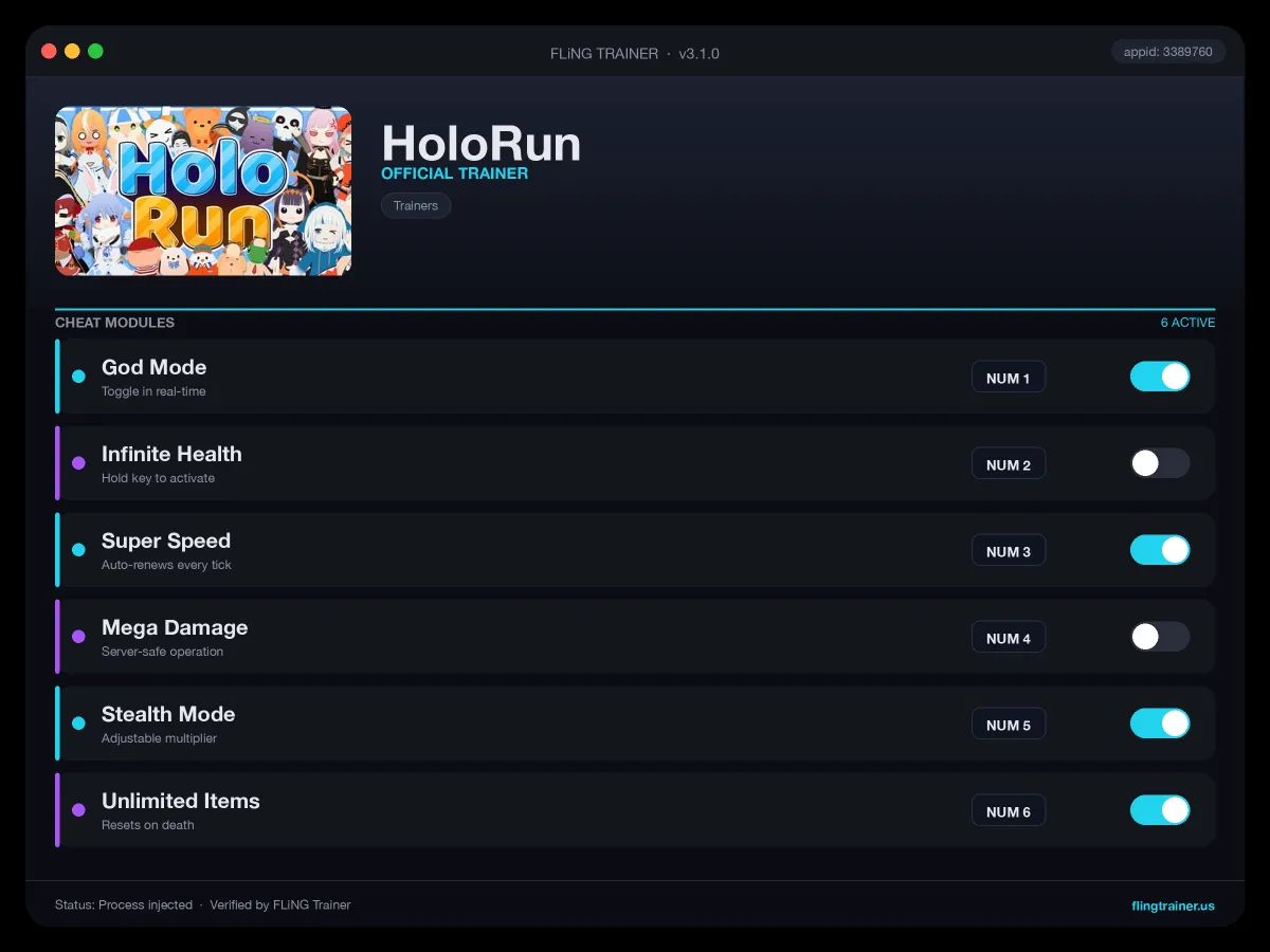 HoloRun Trainer interface