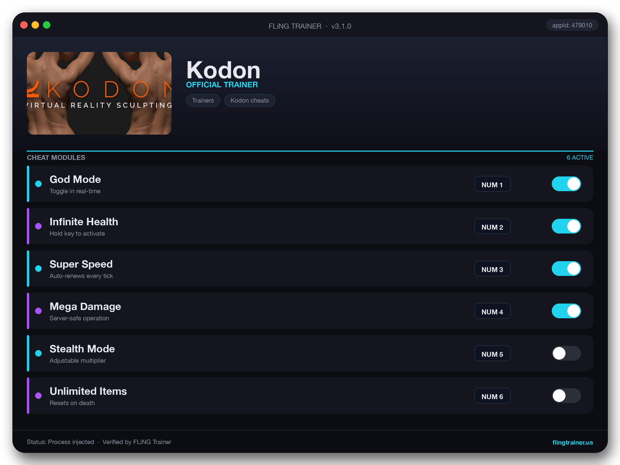Kodon Trainer interface