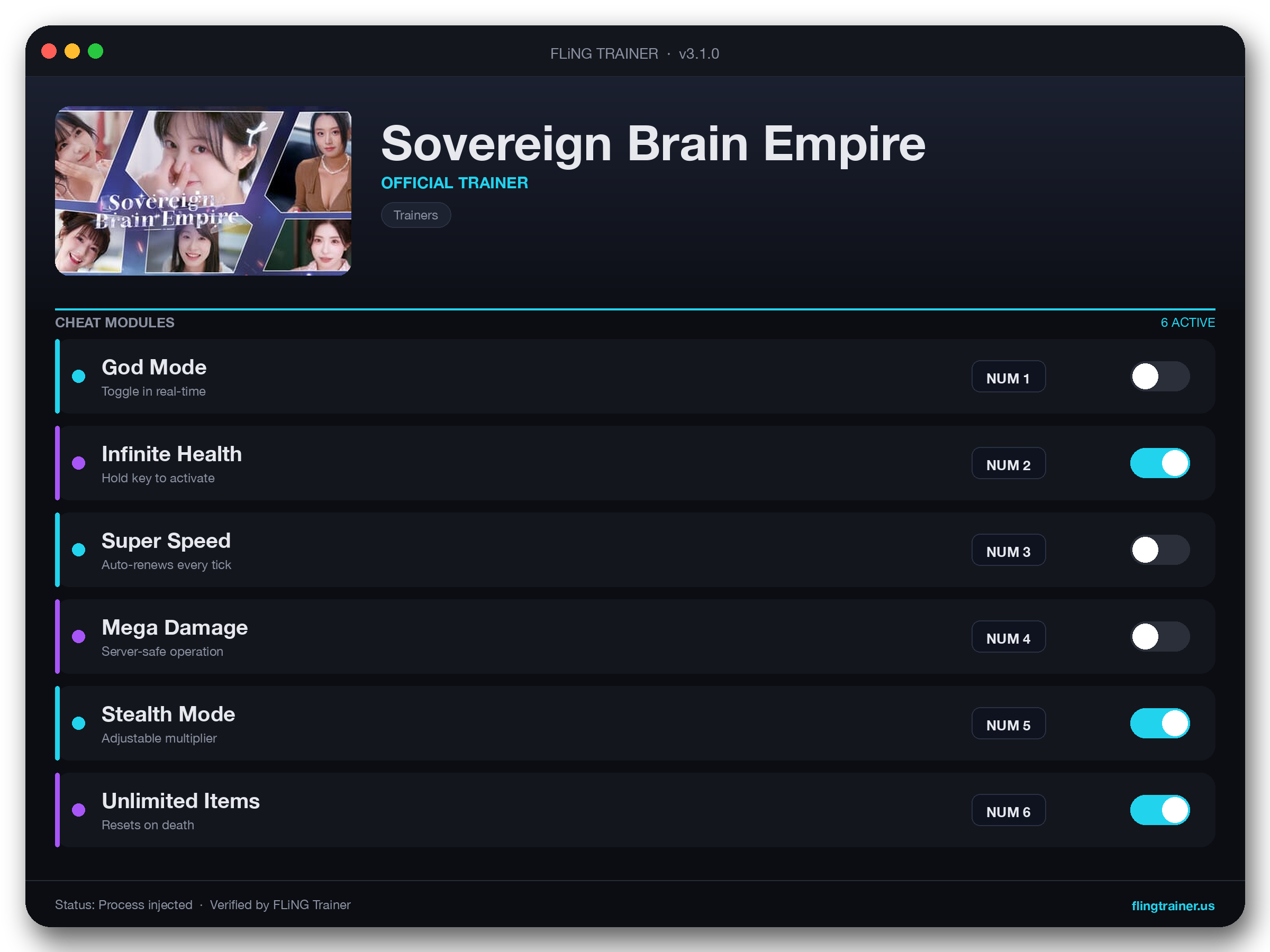 Sovereign Brain Empire Trainer interface