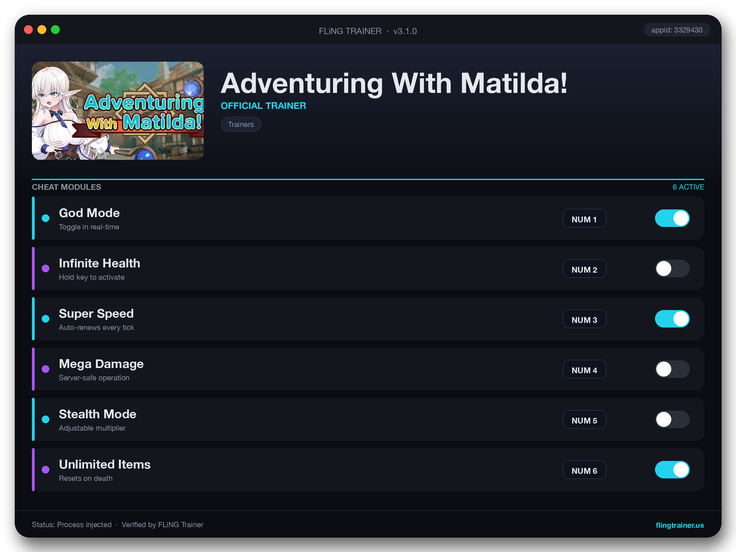 Adventuring With Matilda! Trainer interface