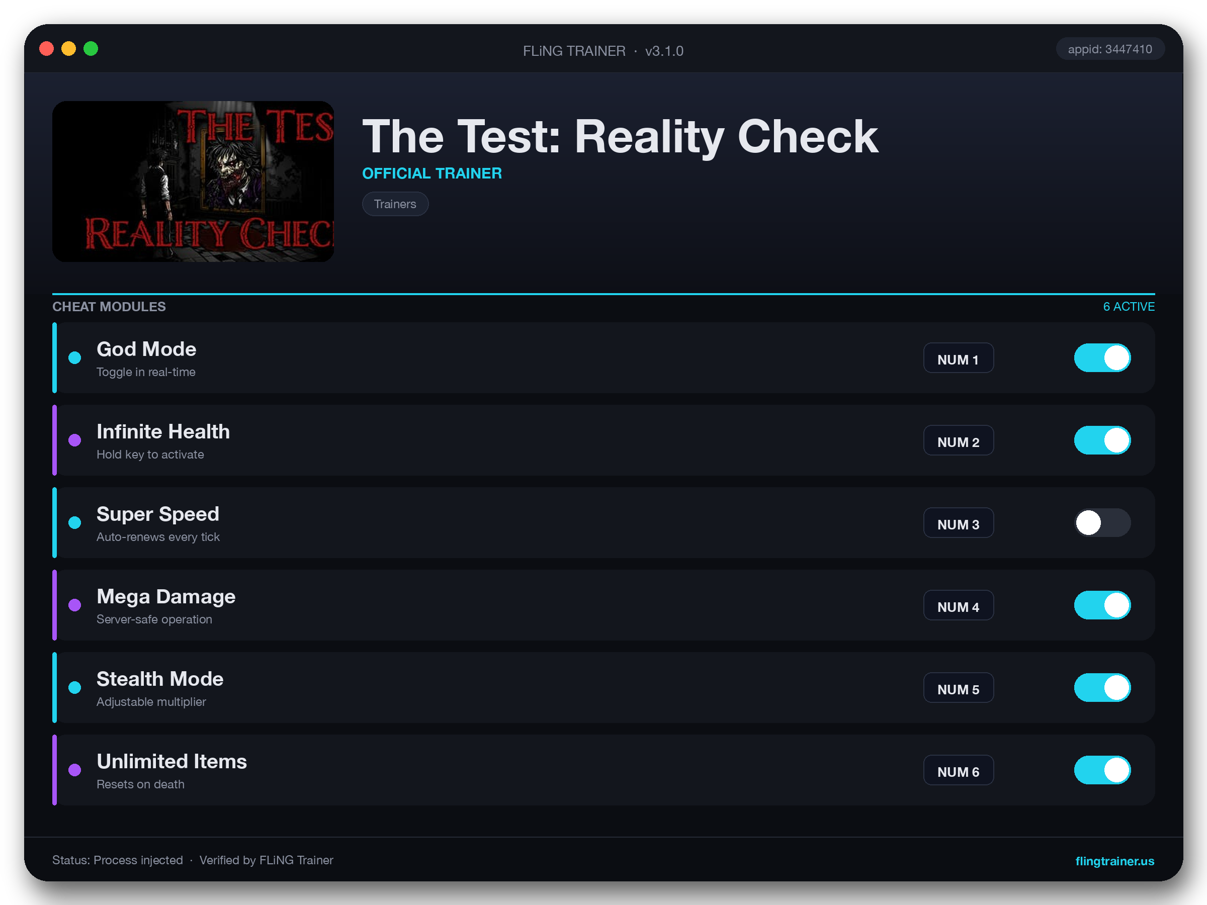 The Test: Reality Check Trainer interface