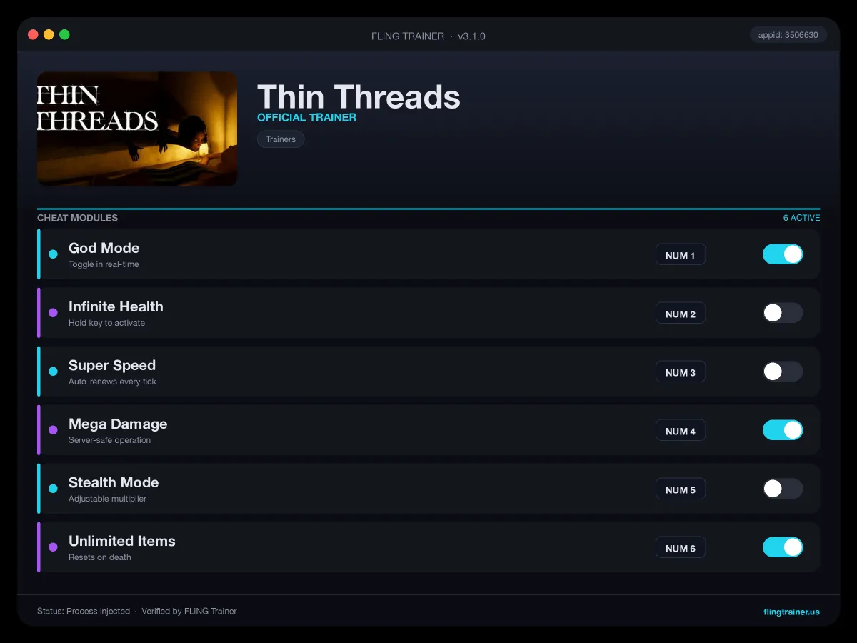 Thin Threads Trainer interface