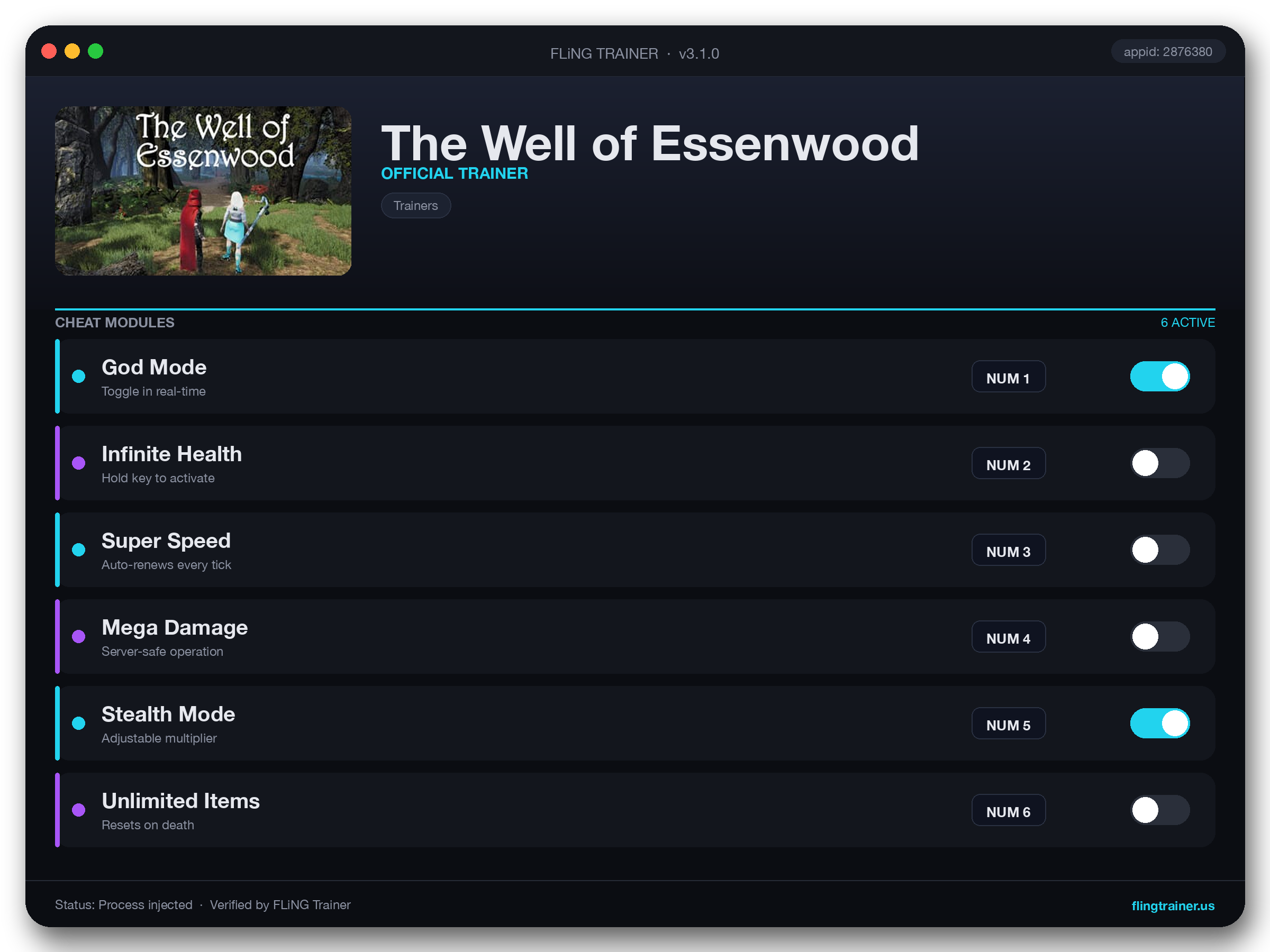 The Well of Essenwood Trainer interface