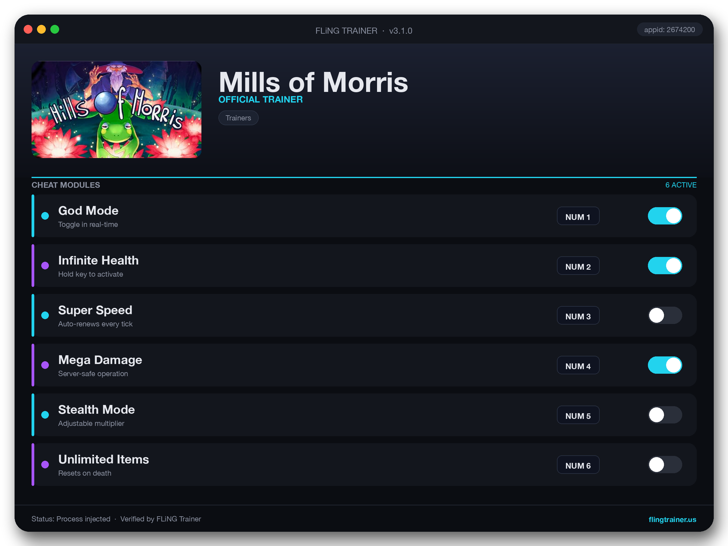 Mills of Morris Trainer interface