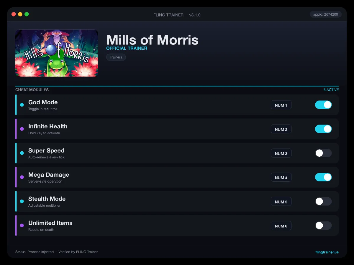 Mills of Morris Trainer interface