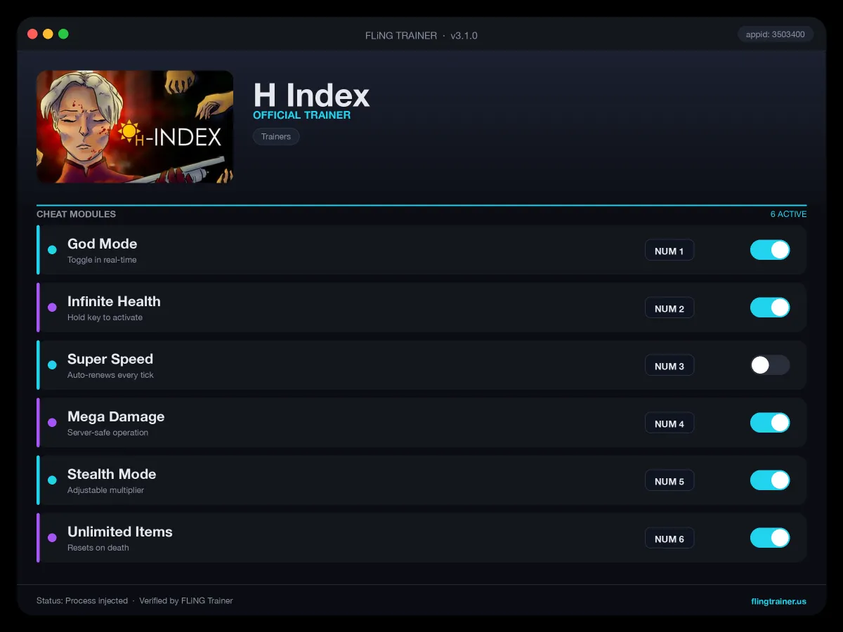 H Index Trainer interface