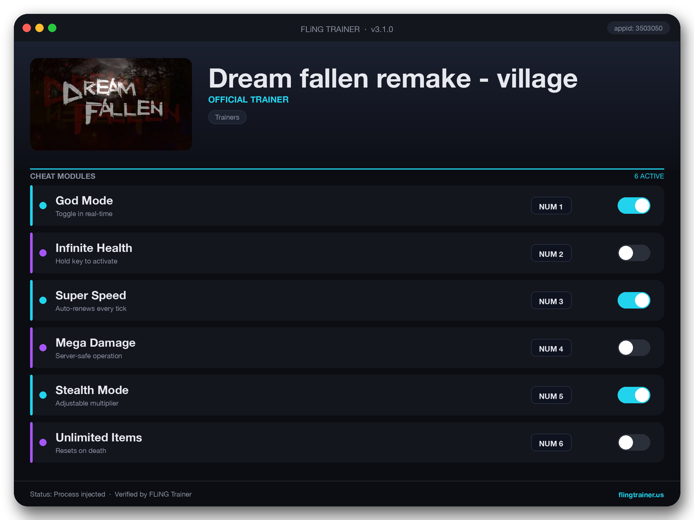 Dream fallen remake - village Trainer interface